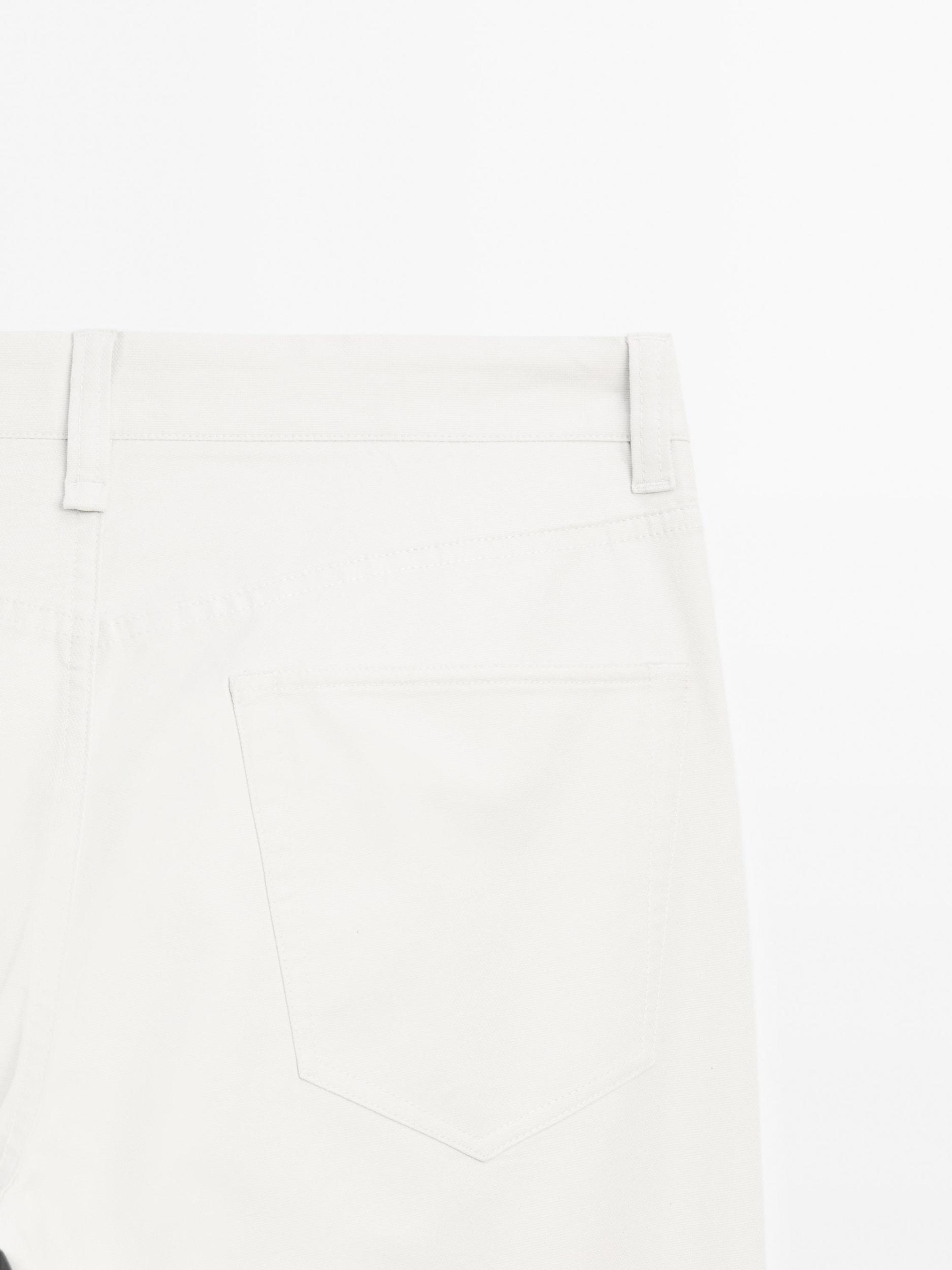 Lightweight tapered fit denim-effect trousers Product Image