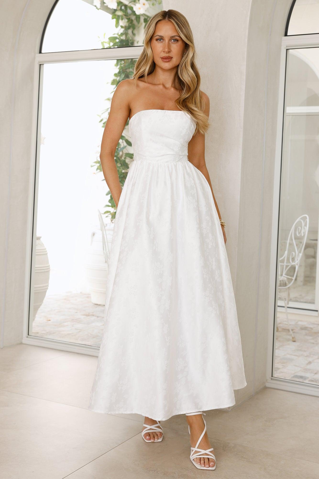 Dancing In Magic Strapless Maxi Dress White Product Image