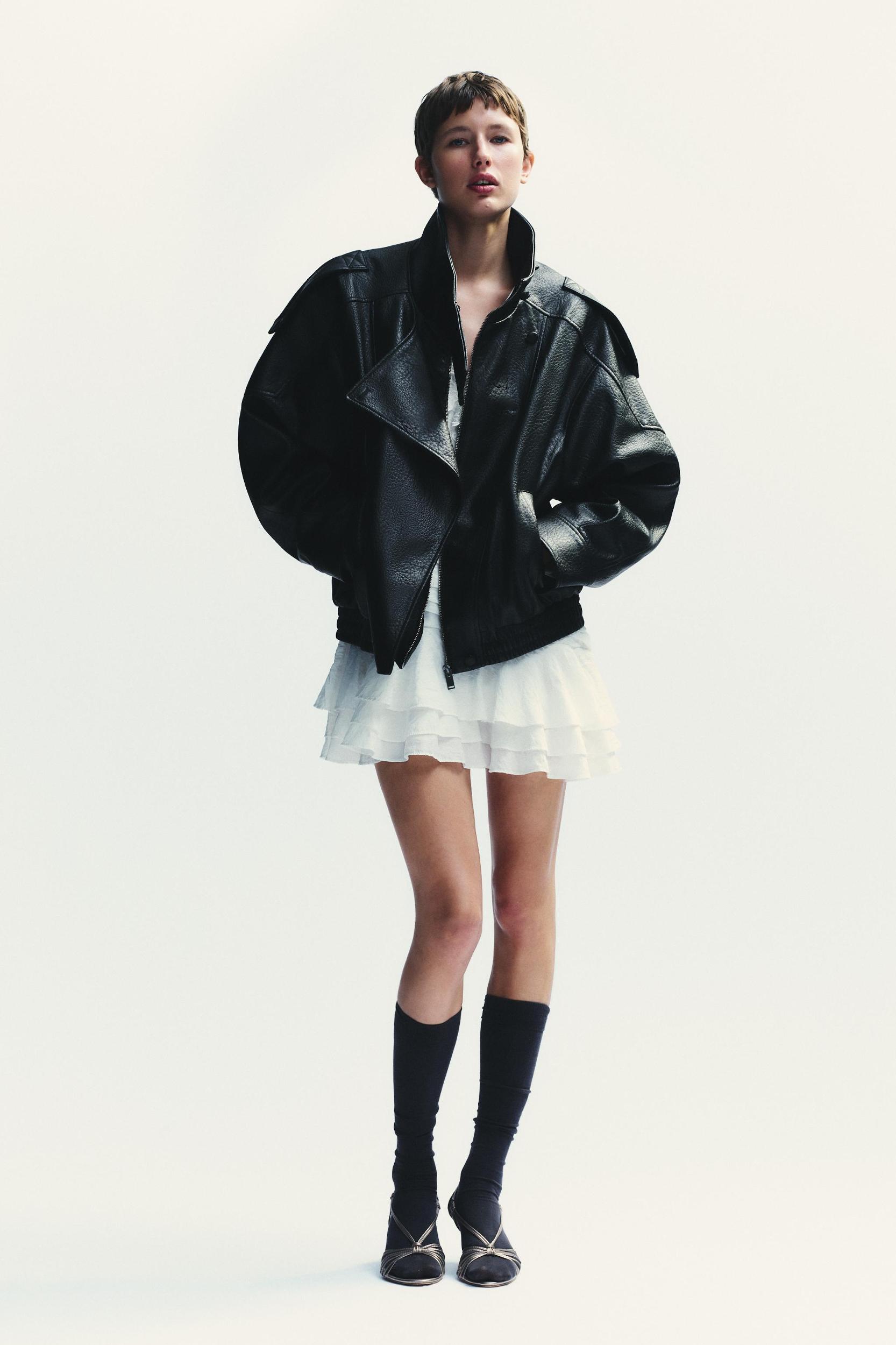 RUFFLED EMBROIDERED SHORT DRESS Product Image