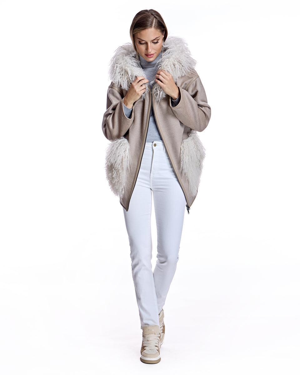 Wool blend Jacket with Mongolian Trim-Maximilian Product Image