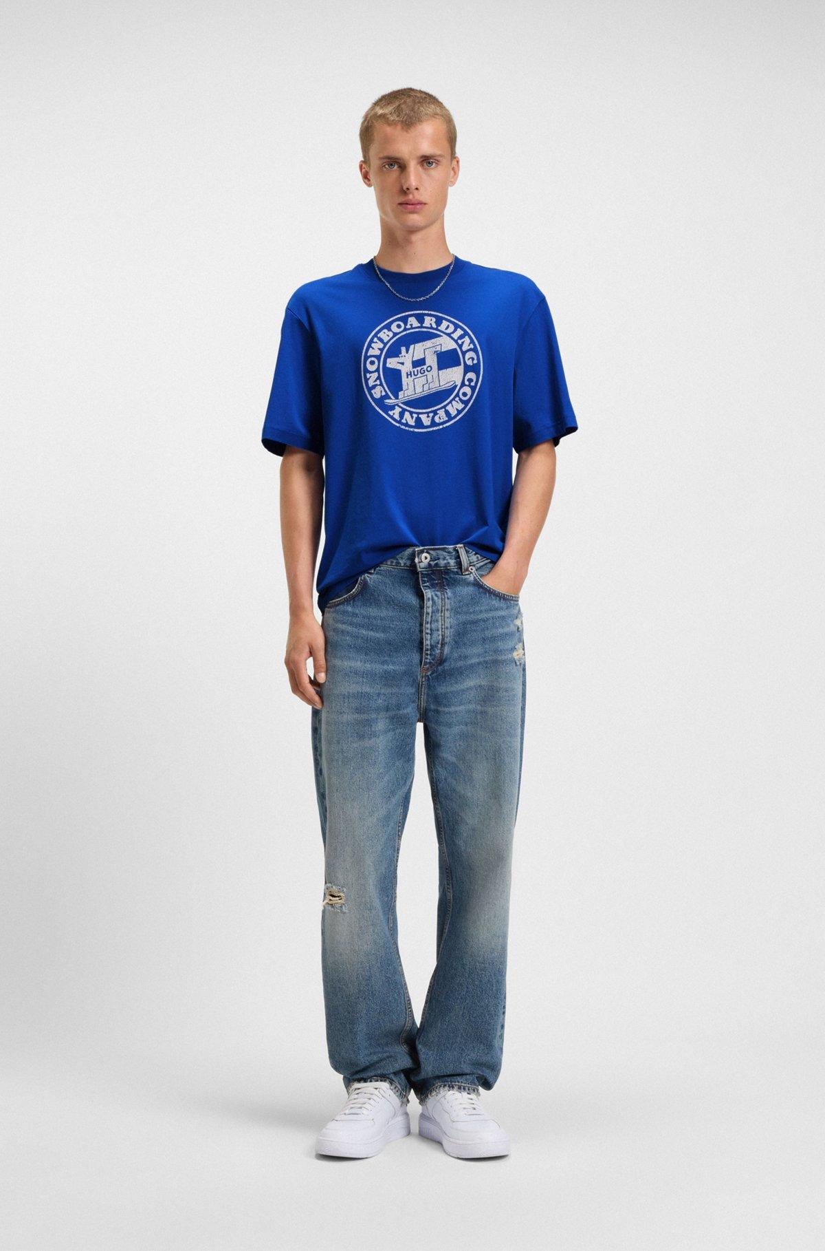 Cotton-jersey top with mixed-print artwork Product Image