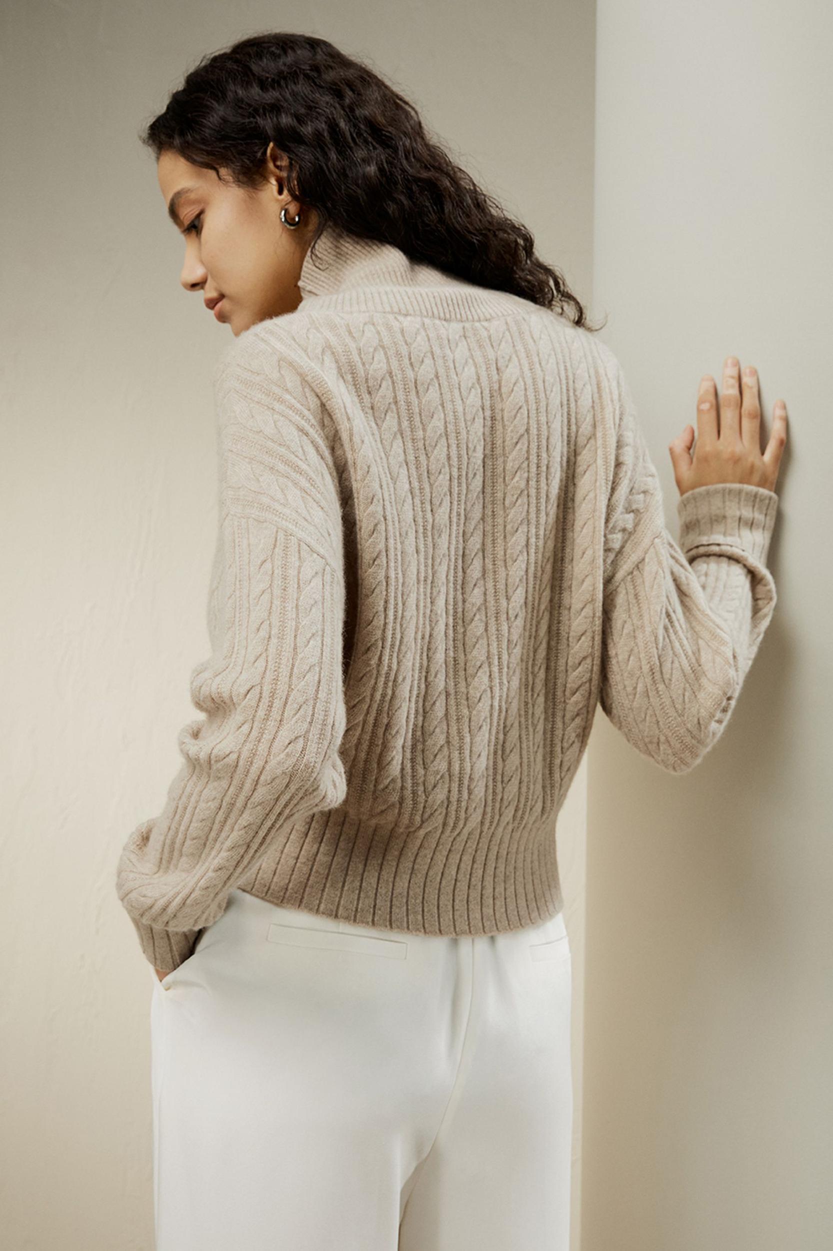 Classic Cable Knit Turtleneck Sweater Product Image