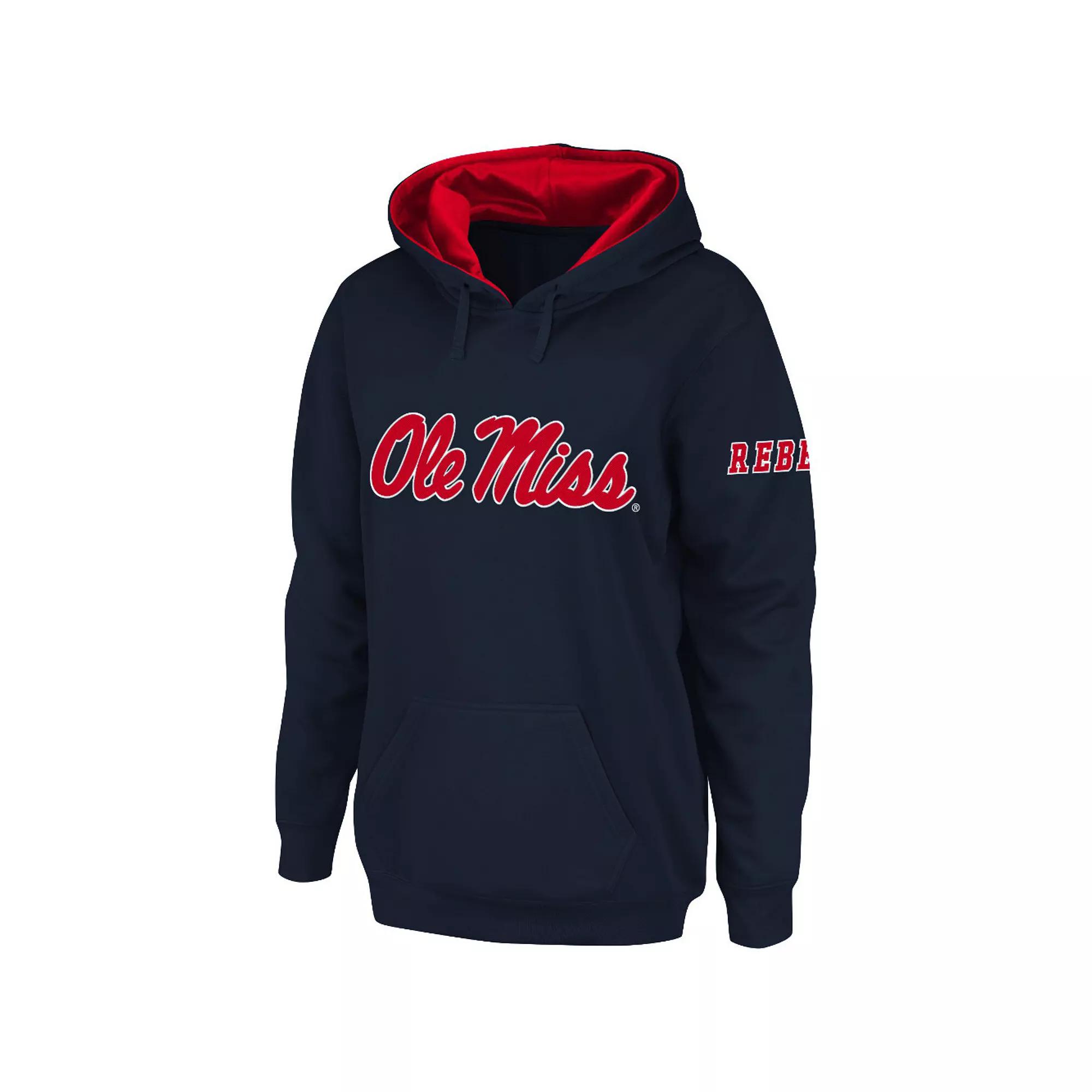 Women's Stadium Athletic Navy Ole Miss Rebels Big Logo Pullover Hoodie, Size: Small, Blue Product Image