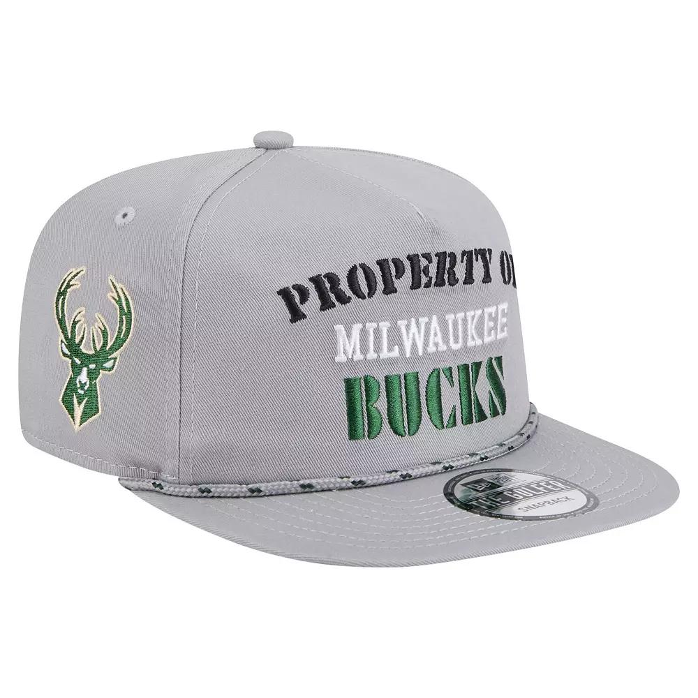 Men's New Era Gray Milwaukee Bucks Throwback Property Of Golfer Snapback Hat, Grey Product Image
