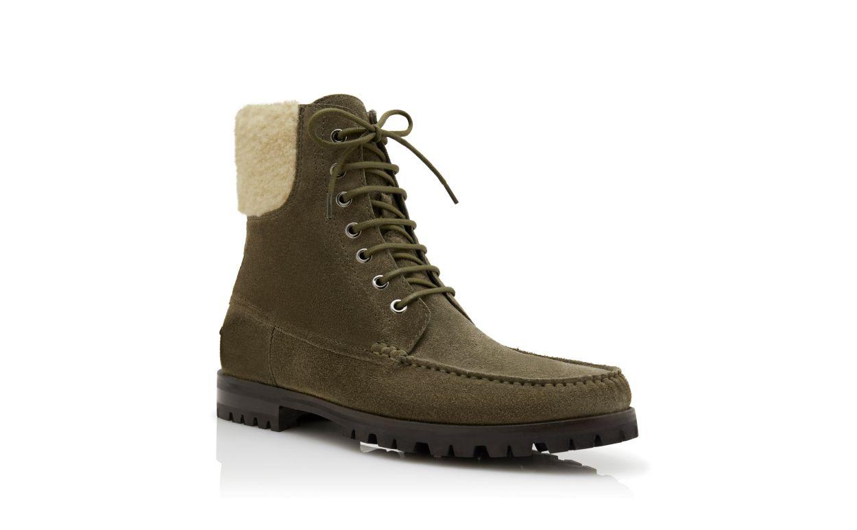 SYCAMORE Dark Green Suede Ankle Boots  Product Image