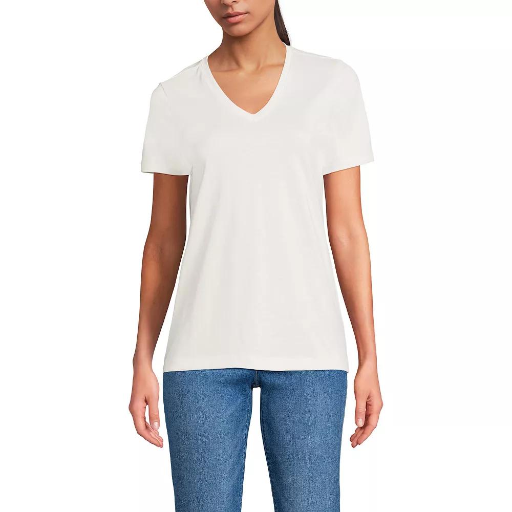 Petite Lands' End Relaxed-Fit Supima Cotton V-Neck Tee, Women's,  Product Image