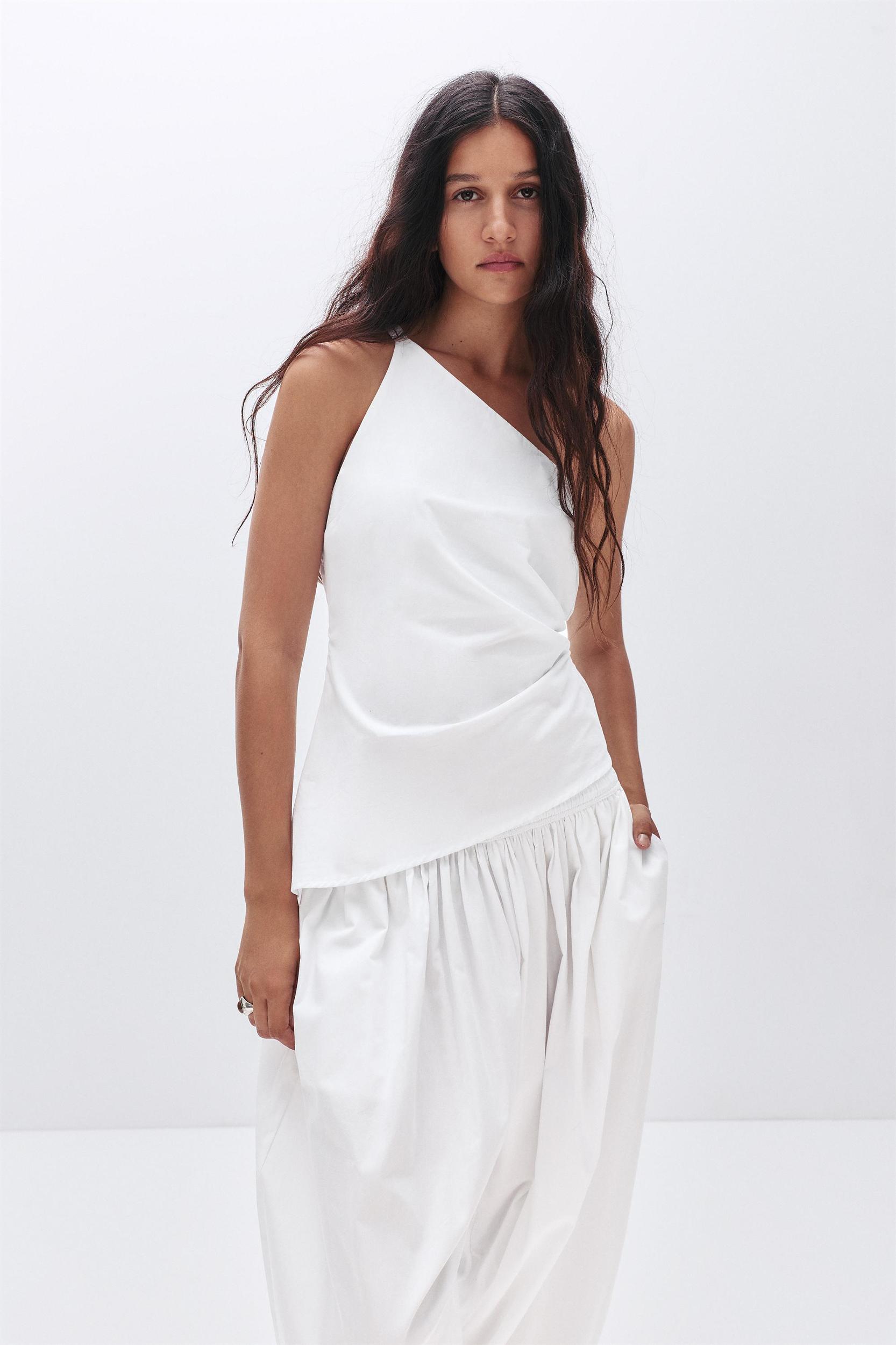 Asymmetric gathered top Product Image