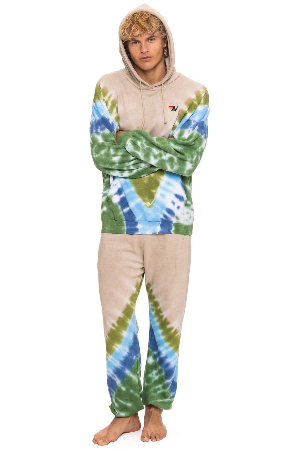 HAND DYED V SWEATPANTS - TIE DYE SAND // BLUE GREEN Male Product Image