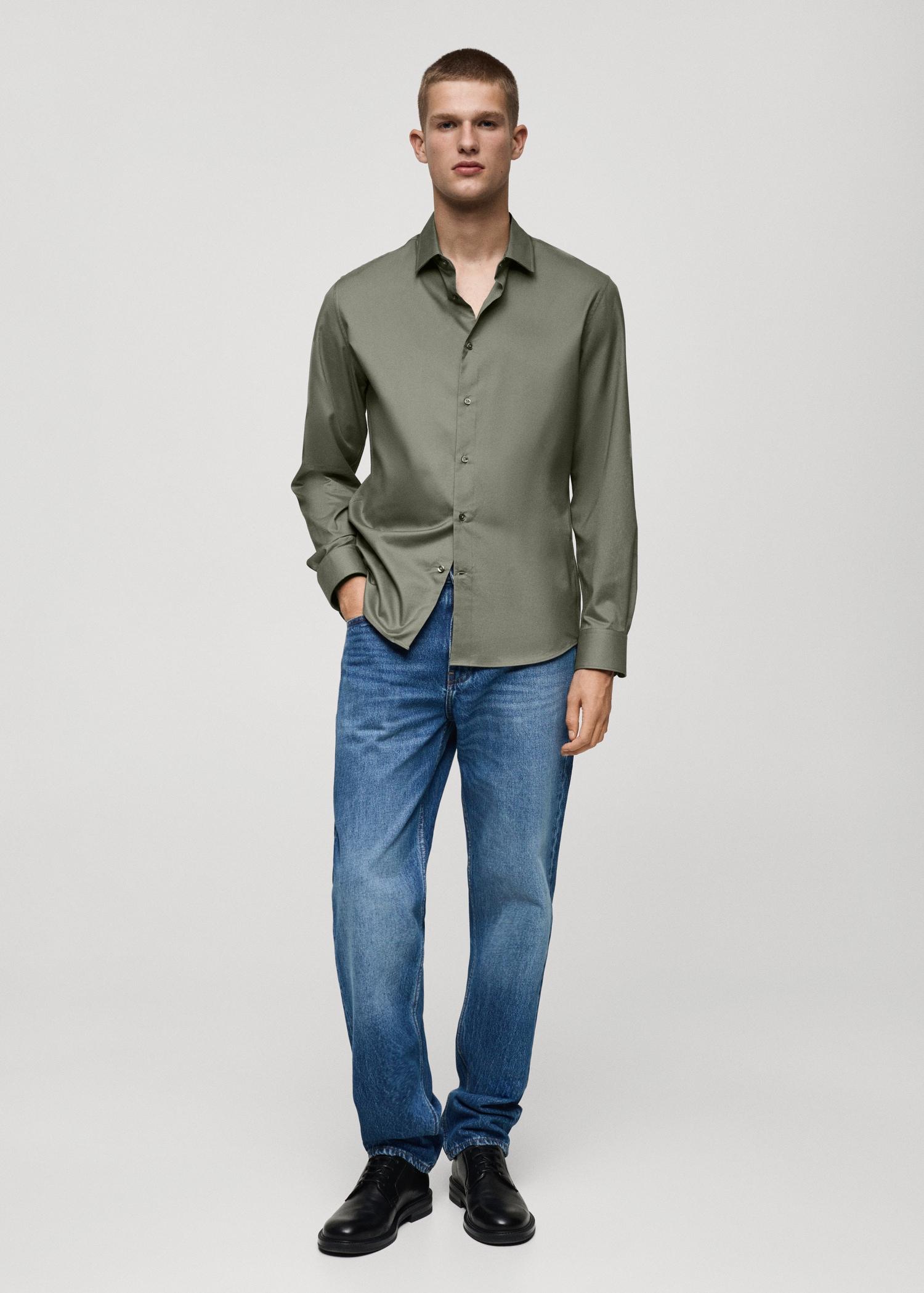 Regular-fit 100% cotton shirt - Men | MANGO USA Product Image