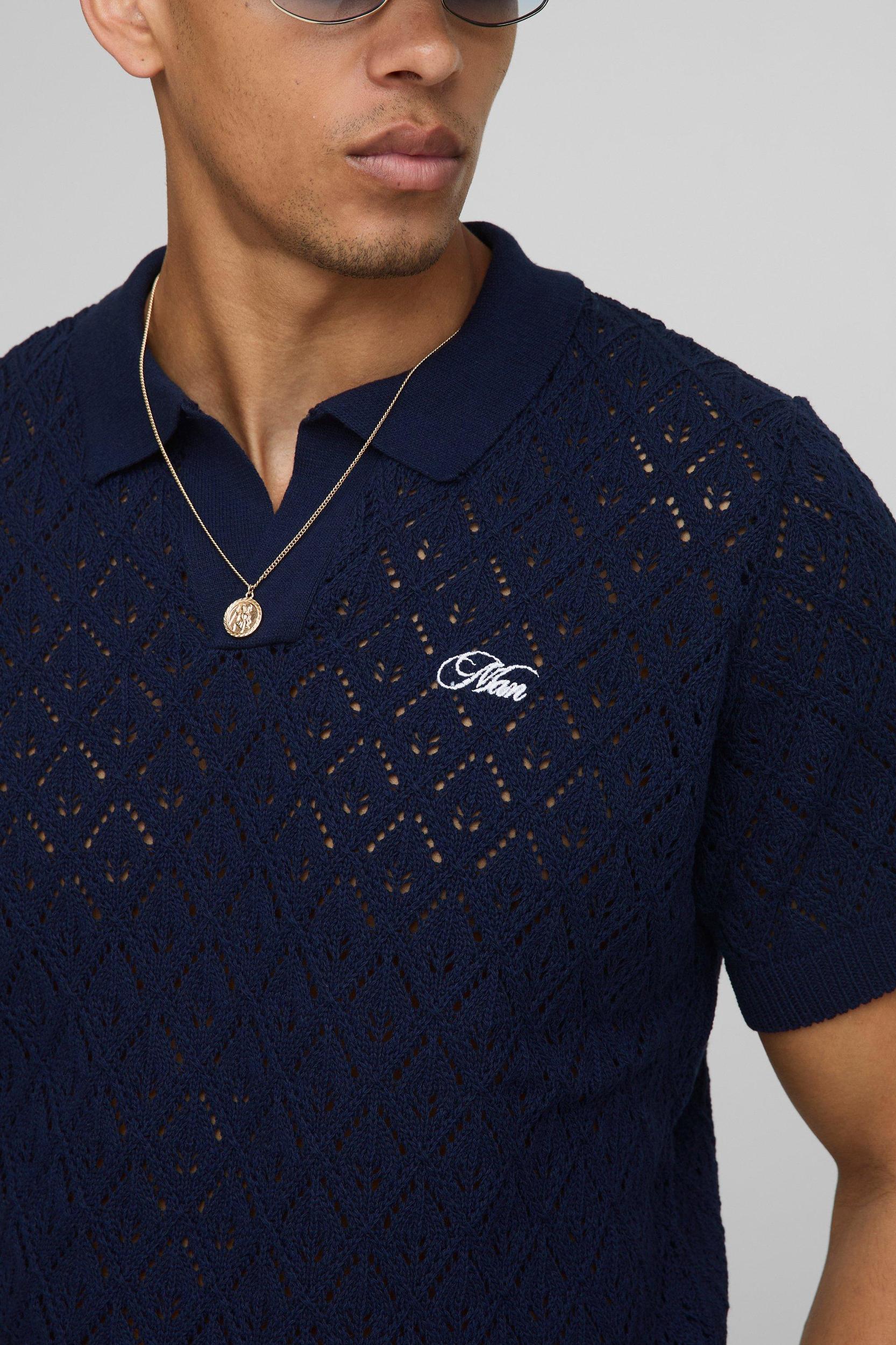 MAN Regular Fit Knitted Polo | boohooMAN USA Product Image