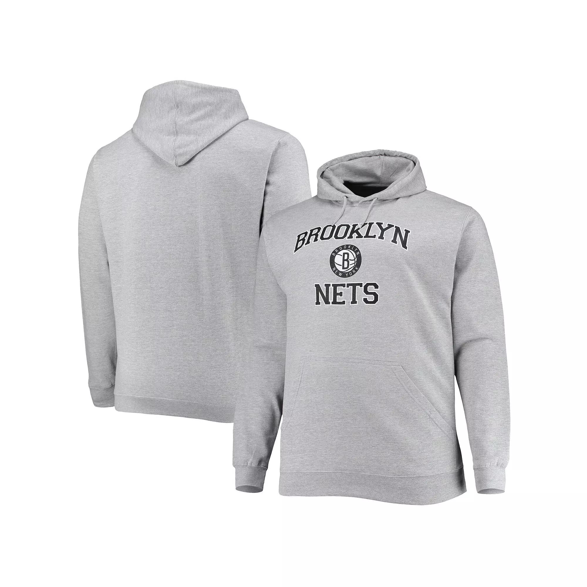 Men's Heathered Gray Brooklyn Nets Big & Tall Heart & Soul Pullover Hoodie,  Product Image