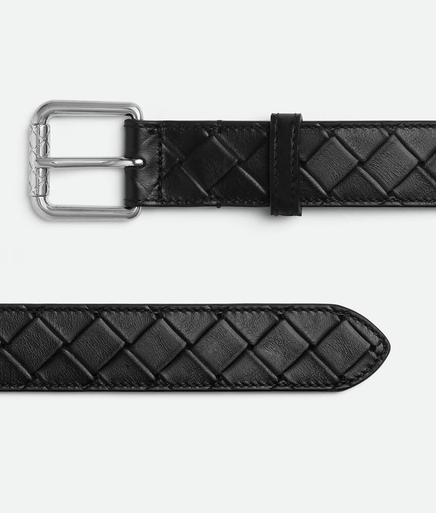 Men's Intrecciato Stamp Belt in Black Product Image