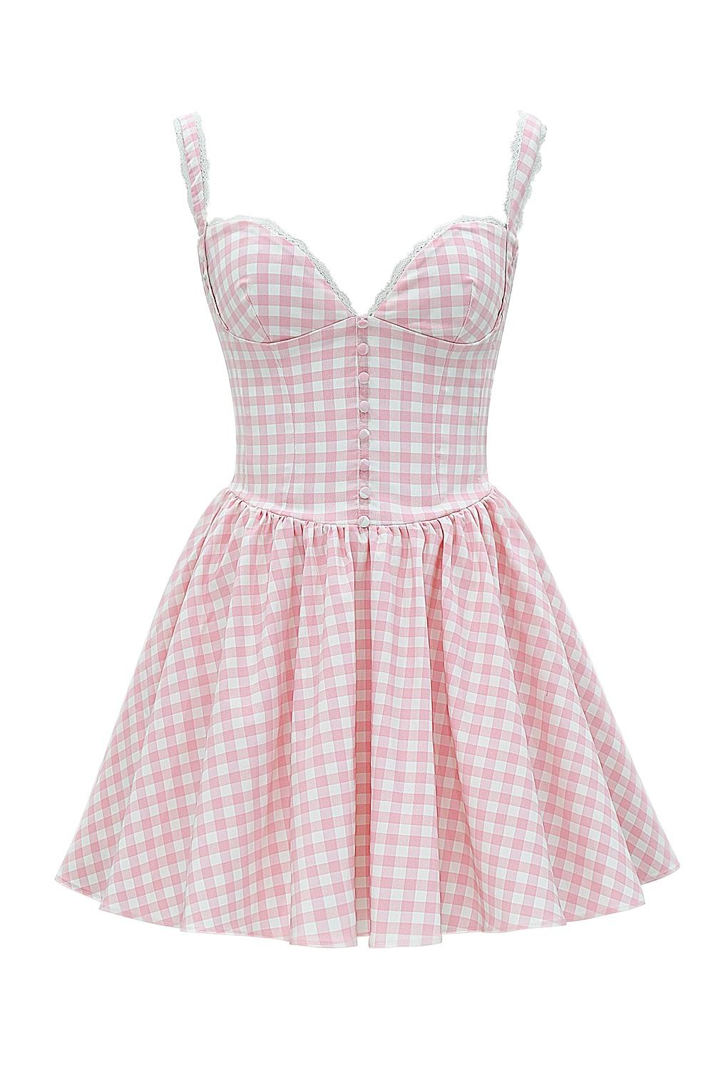 Brigitte  strawberry shortcake gingham corset mini dress - sale Product Image
