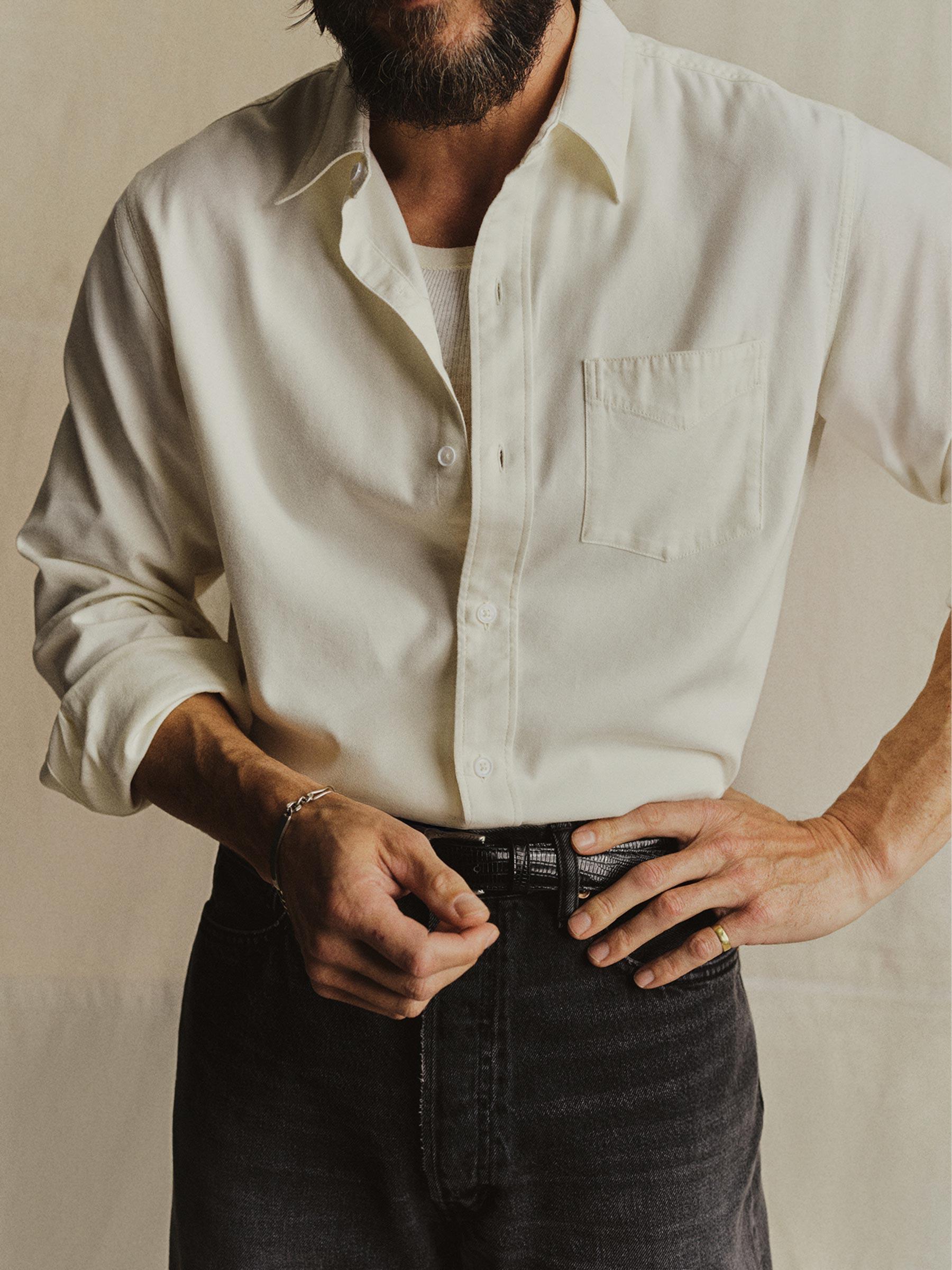 Natural Draped Twill One Pocket Shirt Product Image