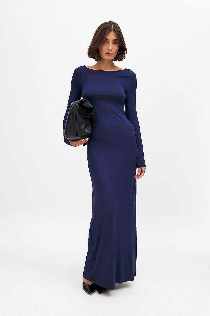 Soft Line Boat Neck Maxi Dress Product Image