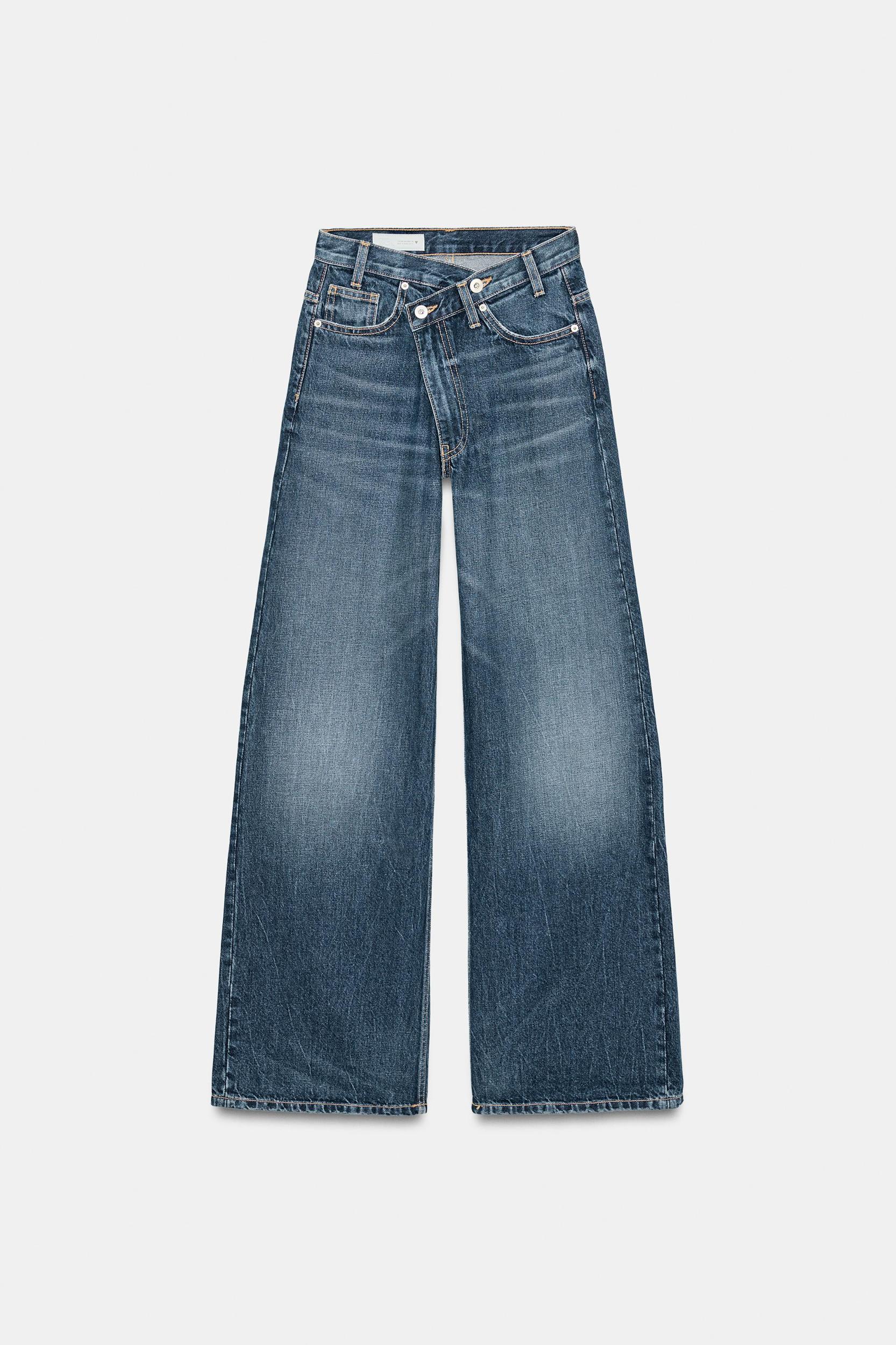 TRF HIGH-WAIST CROSSOVER WAIST WIDE LEG JEANS Product Image