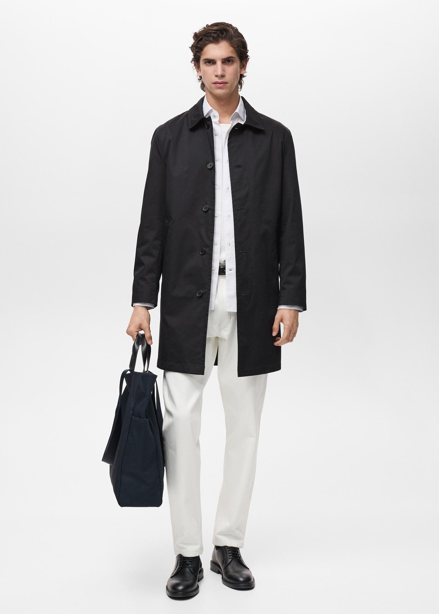 Water-repellent cotton trench coat - Men | MANGO USA Product Image