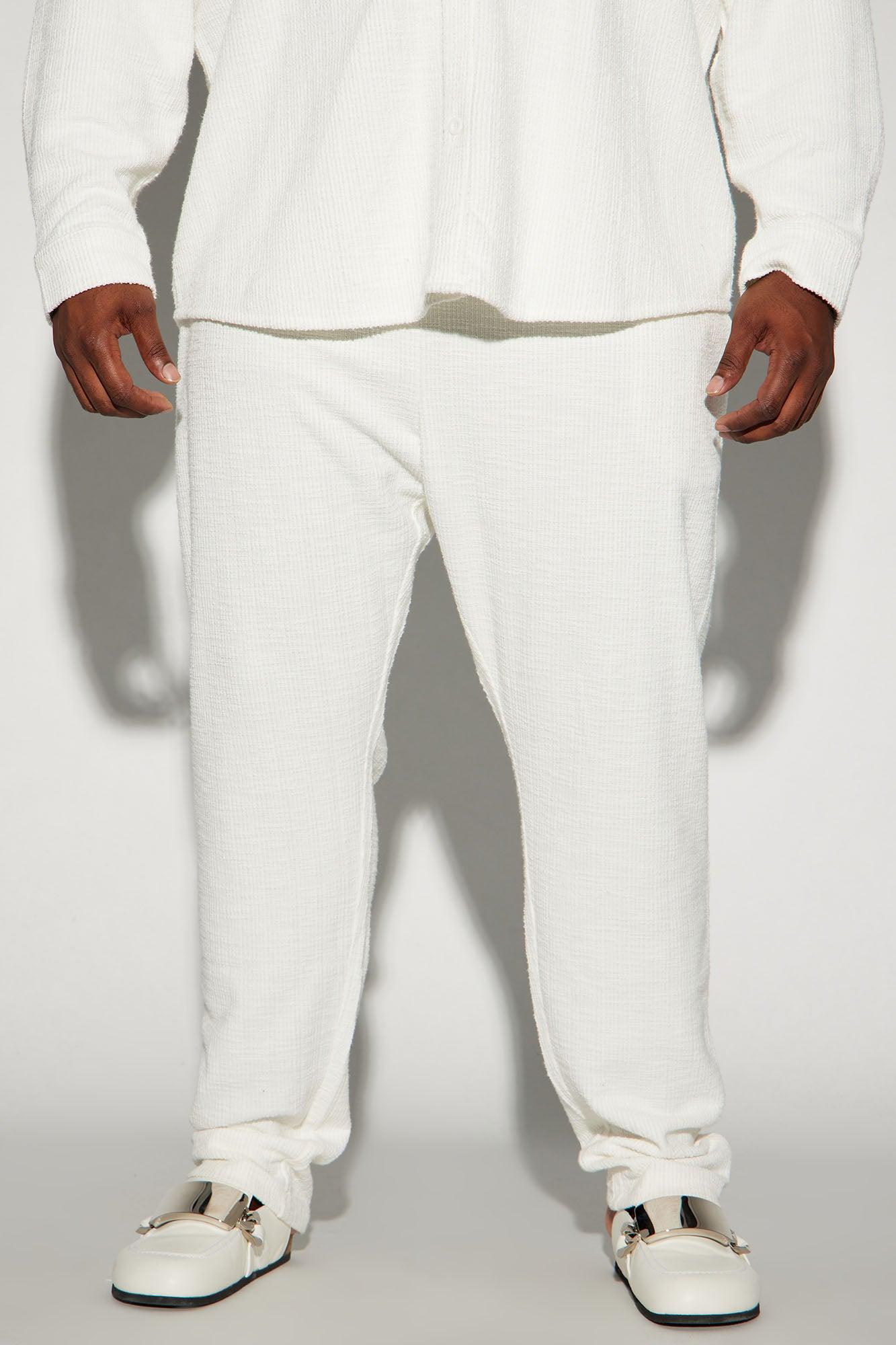 Dean Textured Slim Pants - White Product Image