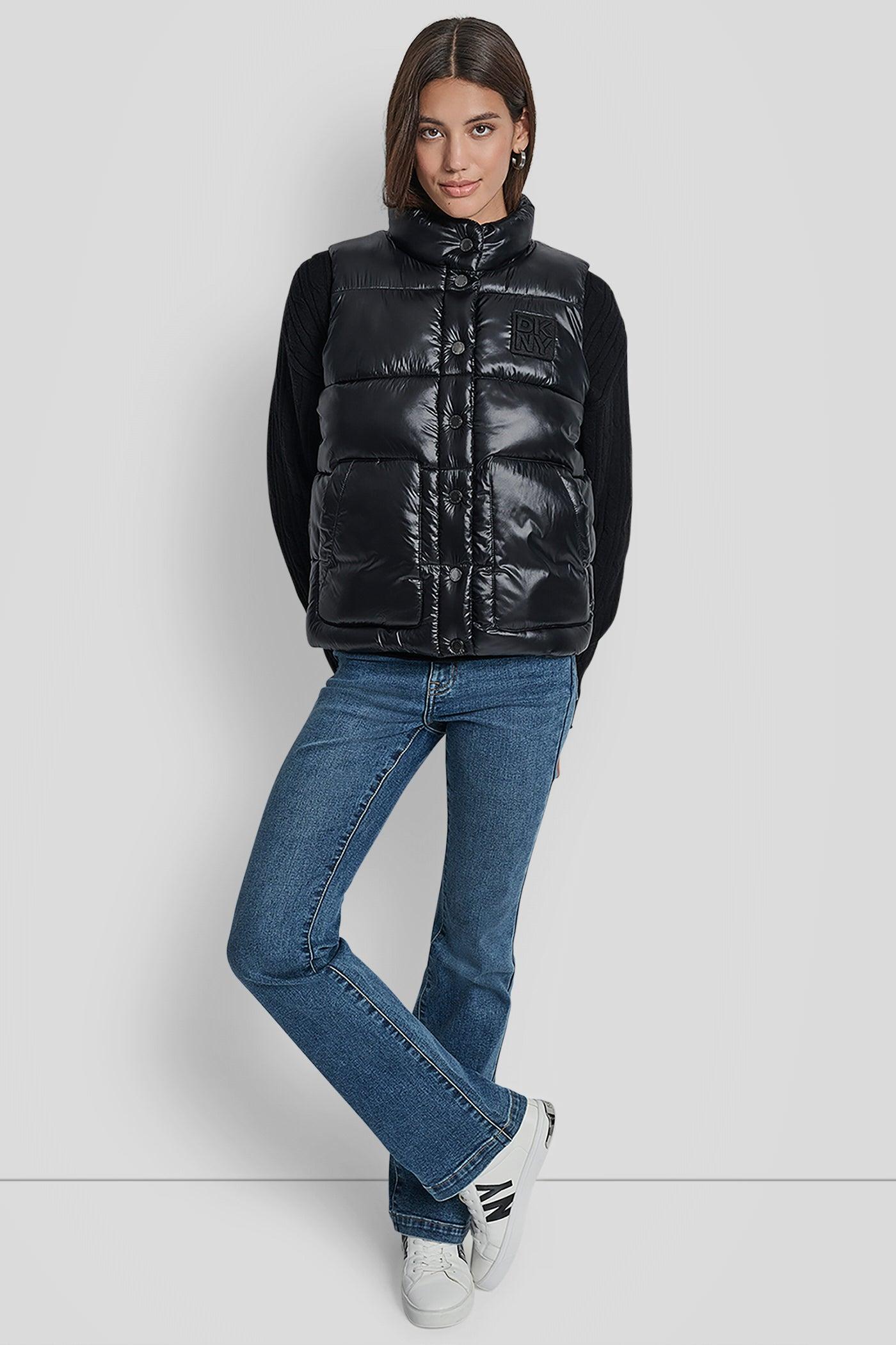 QUILTED MOCK NECK LOGO PUFFER VEST Product Image