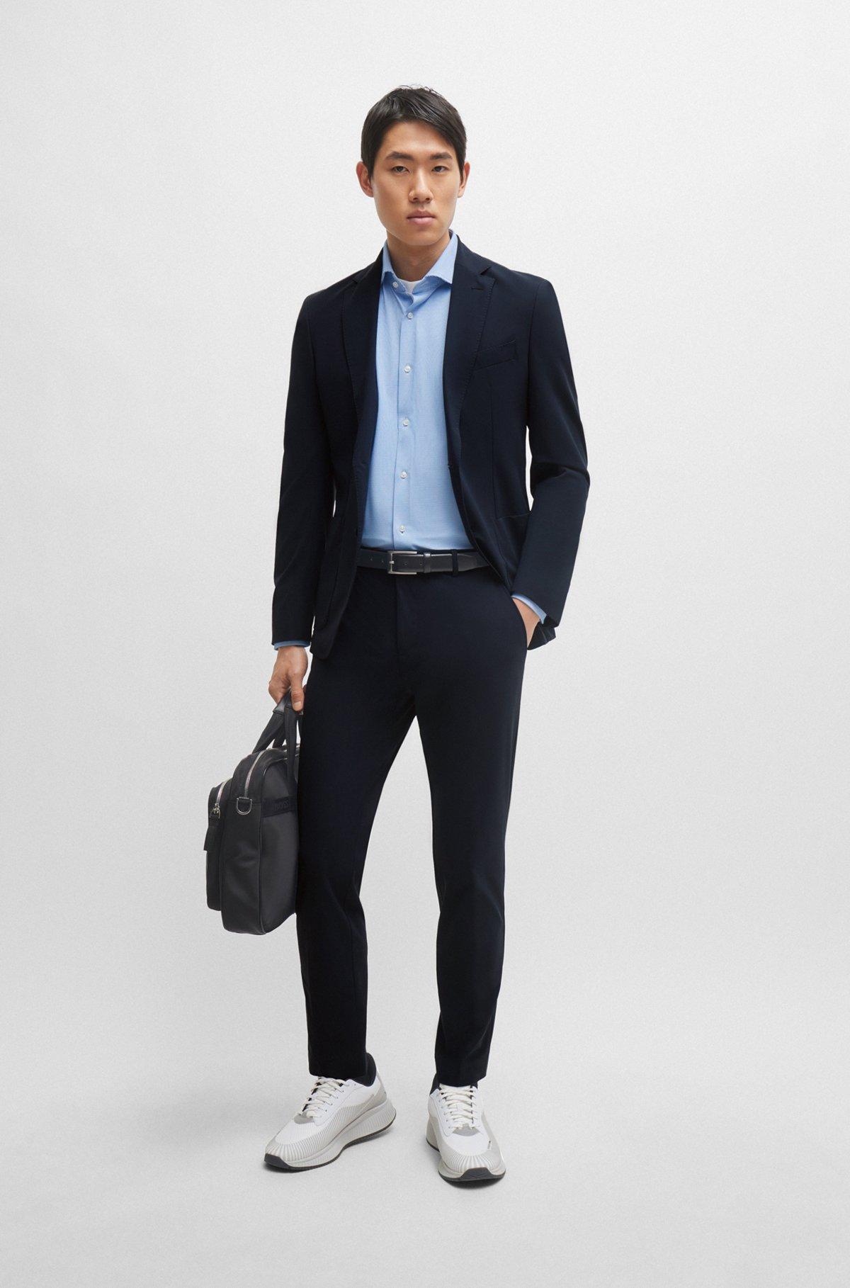 Regular-fit shirt in structured performance-stretch material Product Image