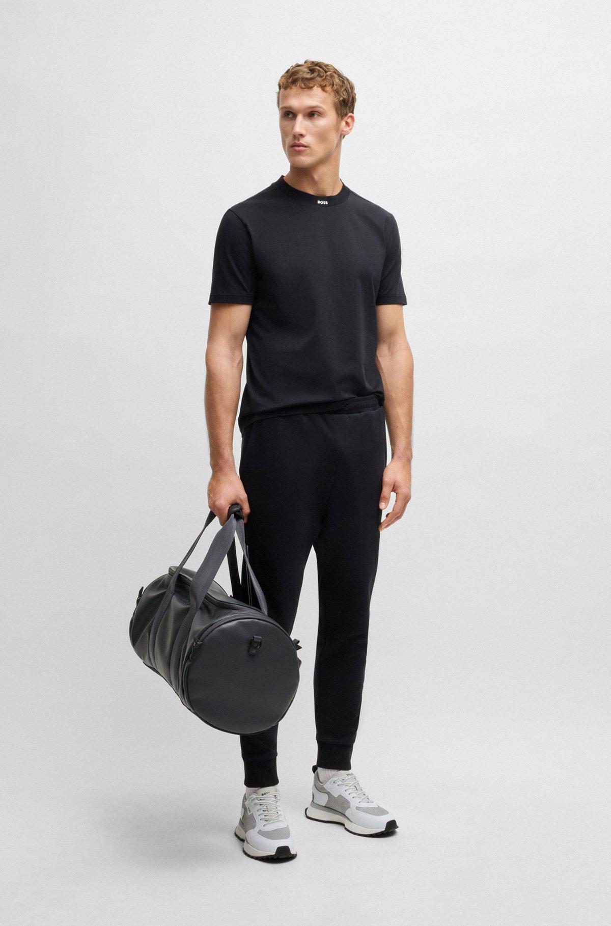 Stretch-cotton T-shirt with logo collar Product Image