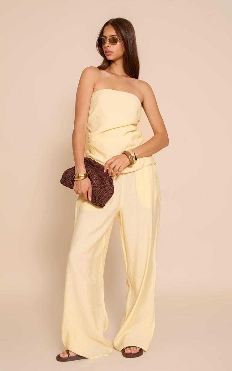 Butter Cream Woven Straight Leg Pants Product Image