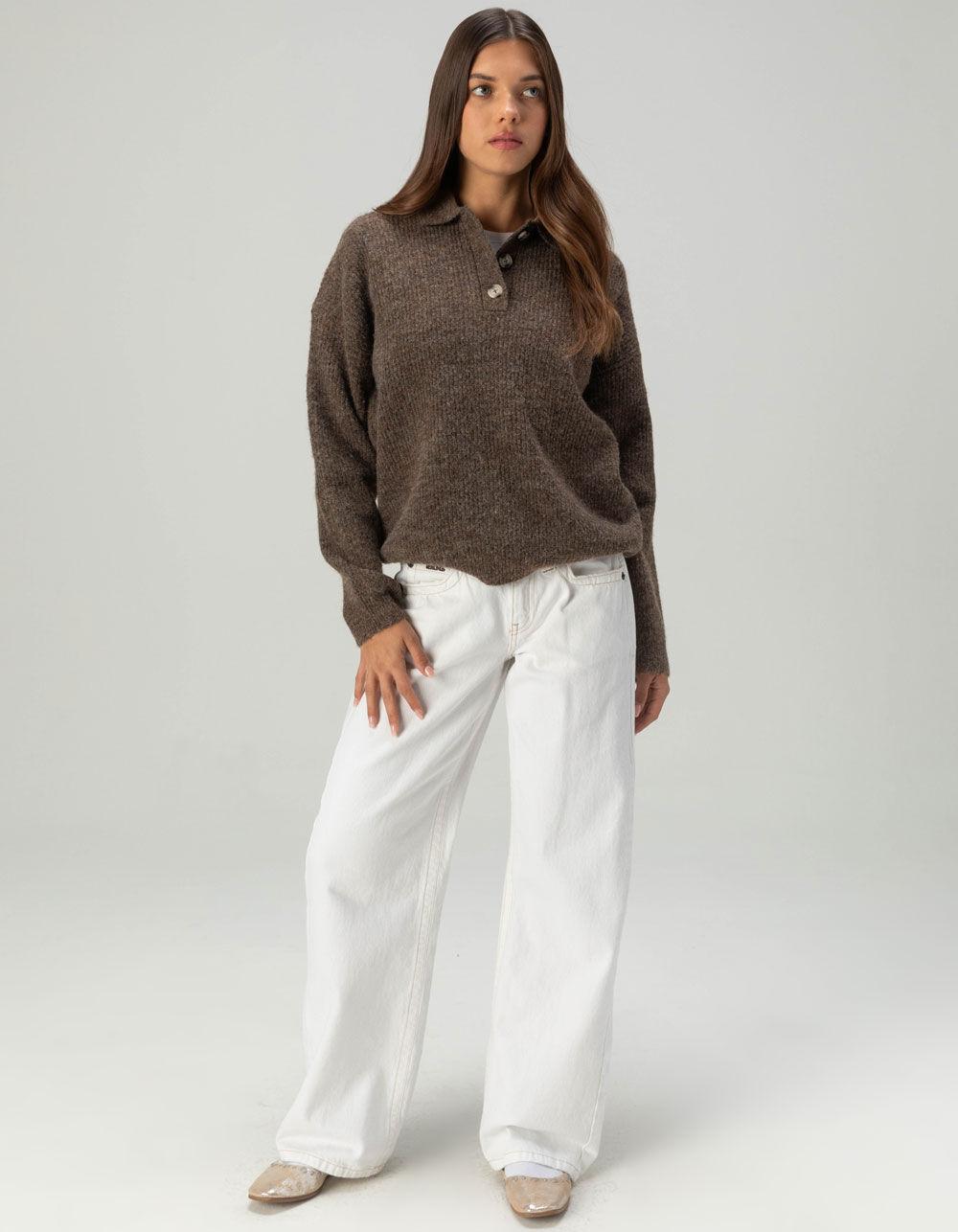 BDG Urban Outfitters Lofty Knit Womens Rugby Sweater - CHOCOLATE Product Image