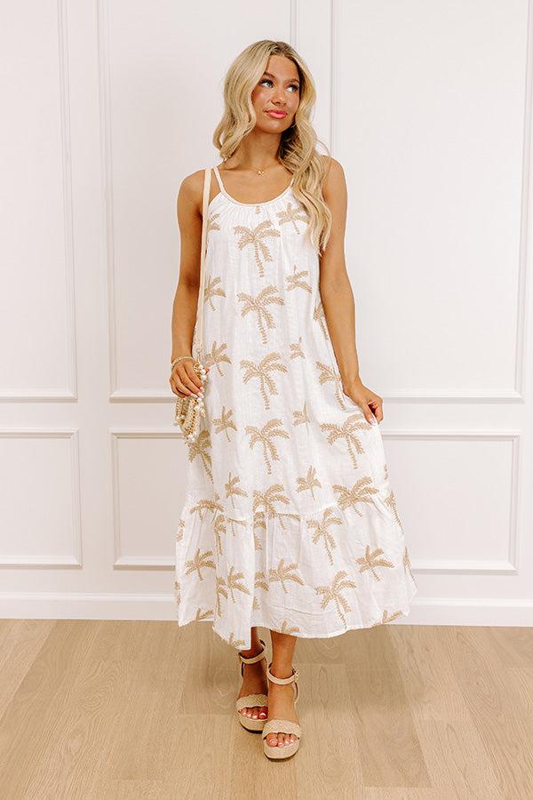 Palm Trees Please Embroidered Midi Dress Product Image