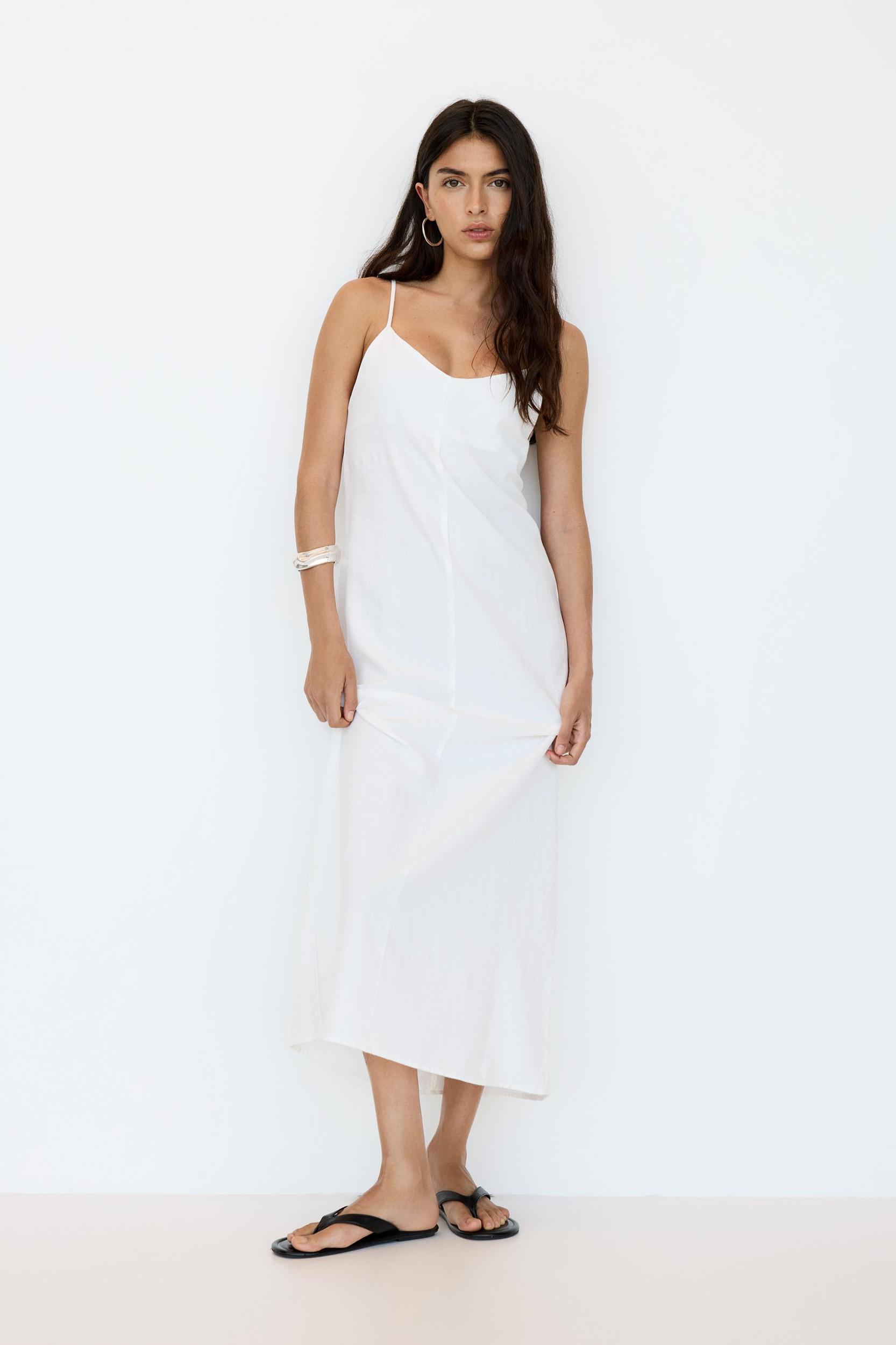 Rustic midi dress with straps Product Image