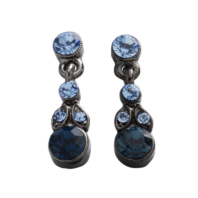 1928 Jet Blue Simulated Crystal Drop Earrings, Womens, Color Product Image