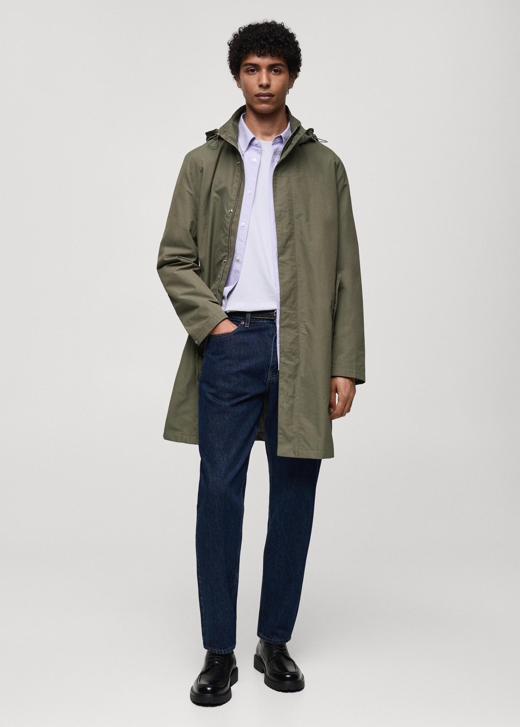 Water-repellent hooded parka - Men | MANGO USA Product Image