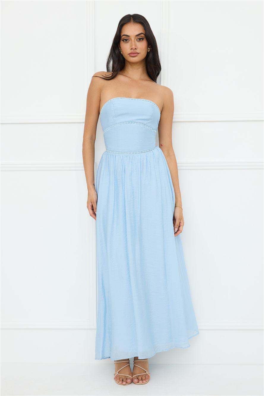 Luxurious Glow Strapless Maxi Dress Blue Product Image