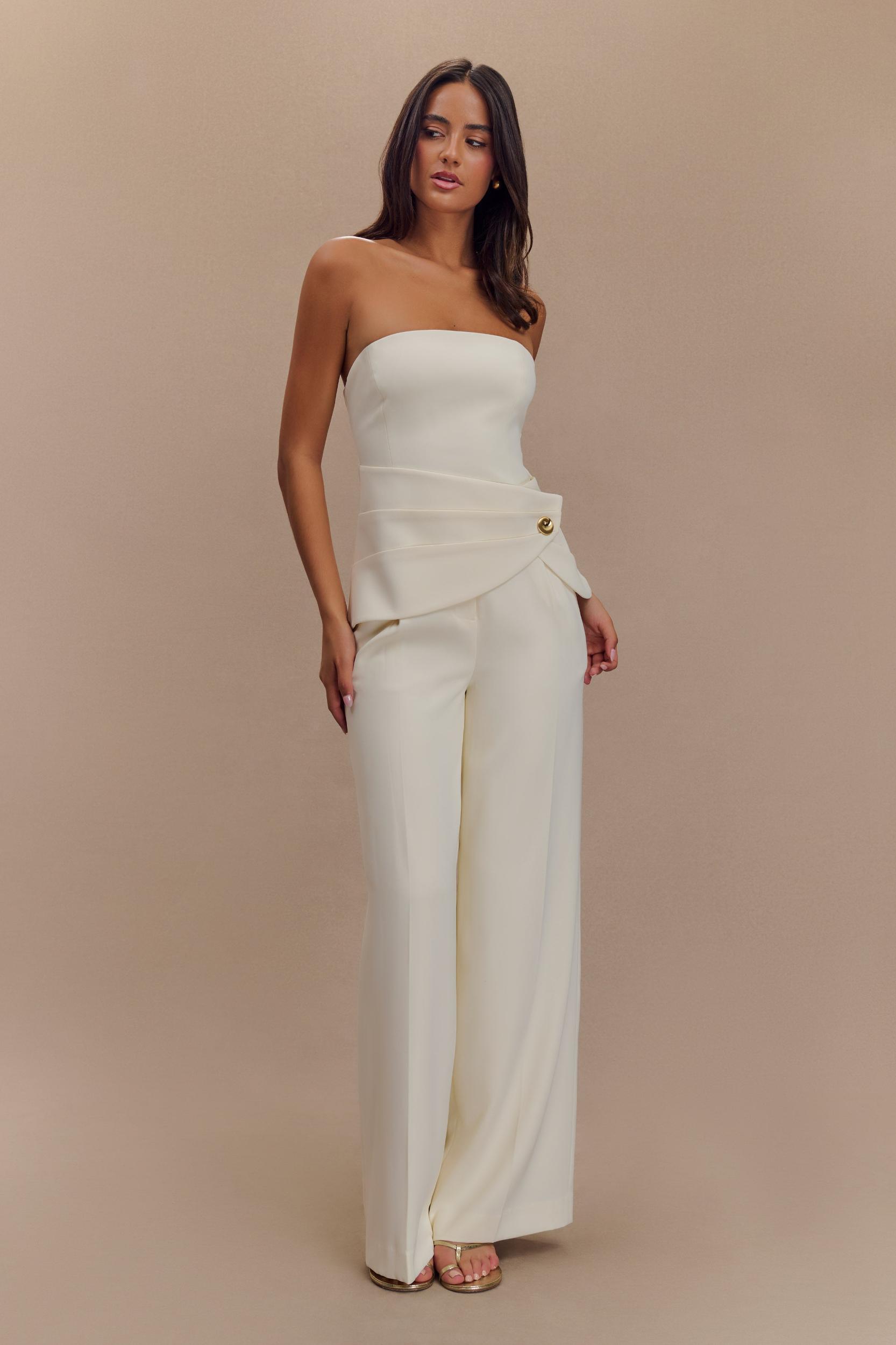 Faith Suiting Wide Leg Pant - Ivory Product Image