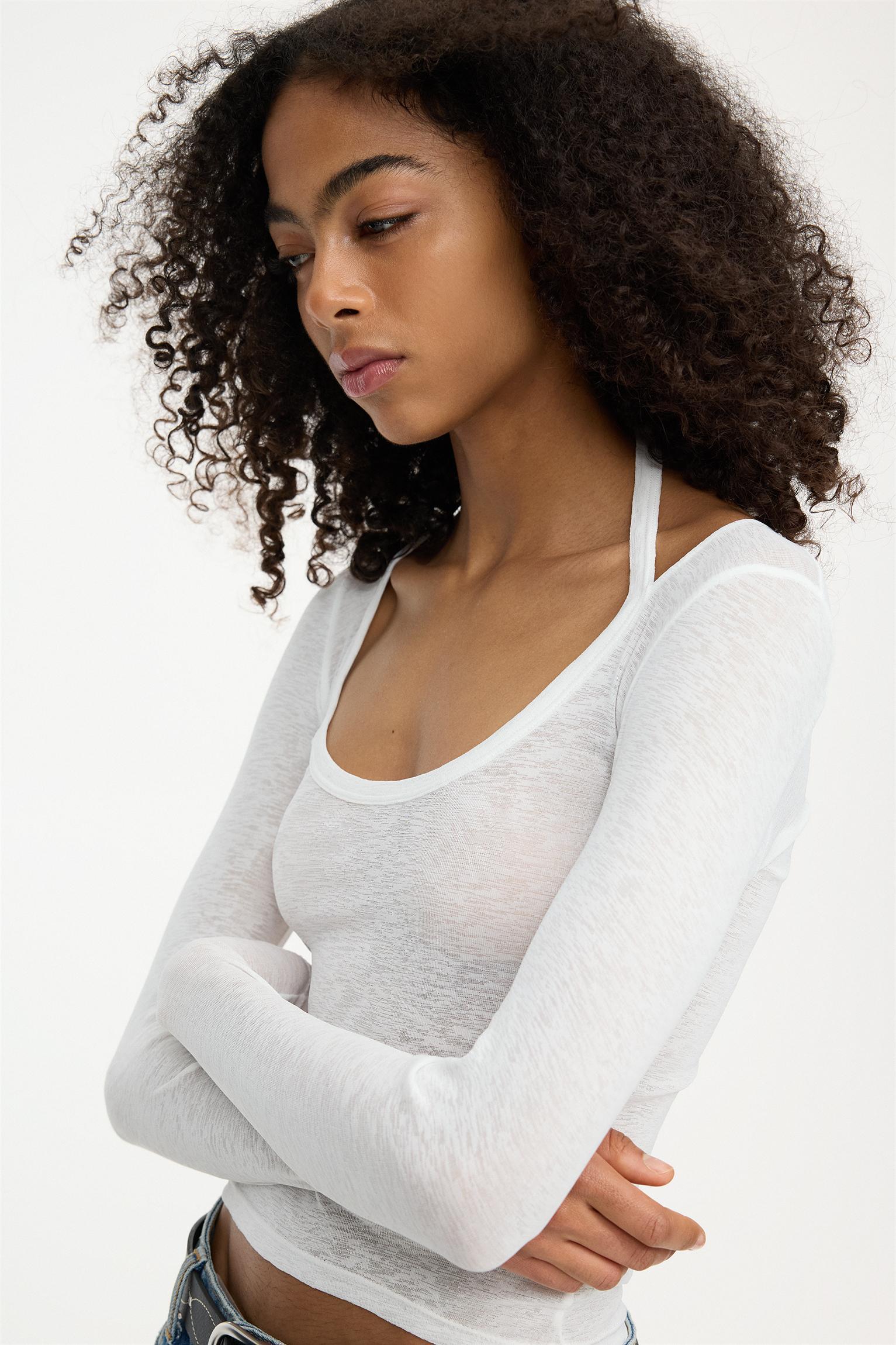 Double long sleeve strappy top Product Image