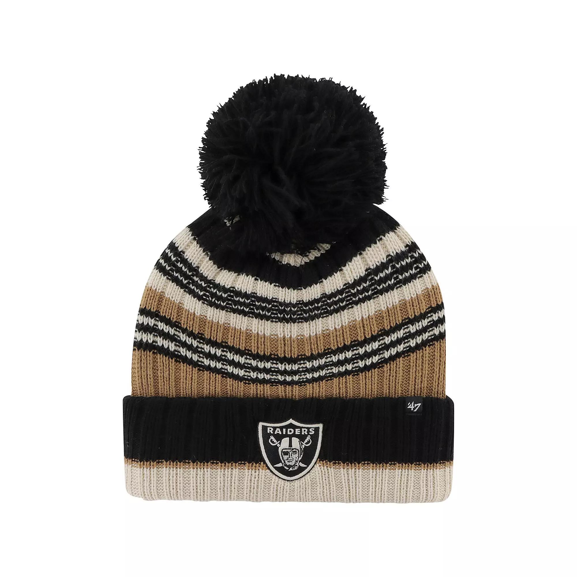 Women's '47 Natural Las Vegas Raiders Barista Cuffed Knit Hat with Pom, Lvr Beige Product Image