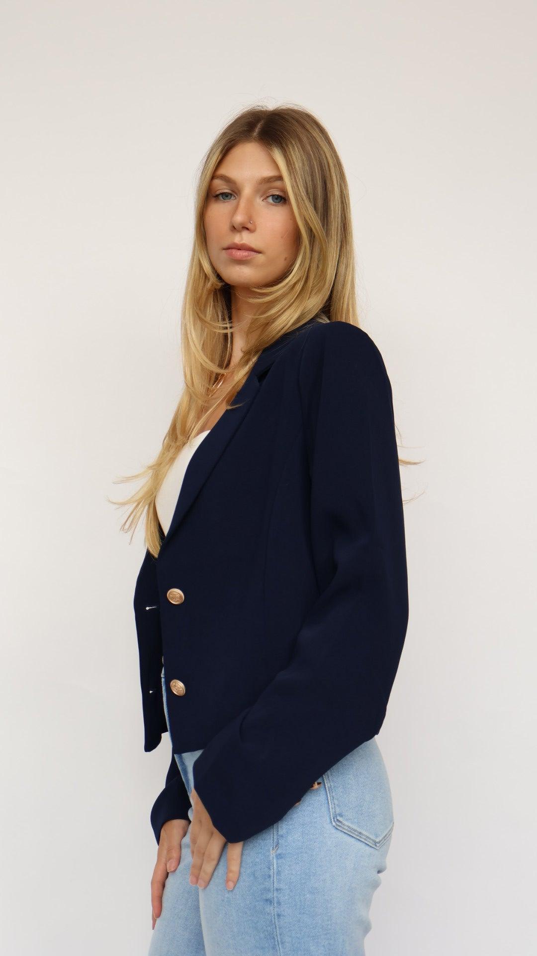 Polished Navy Cropped Blazer Product Image