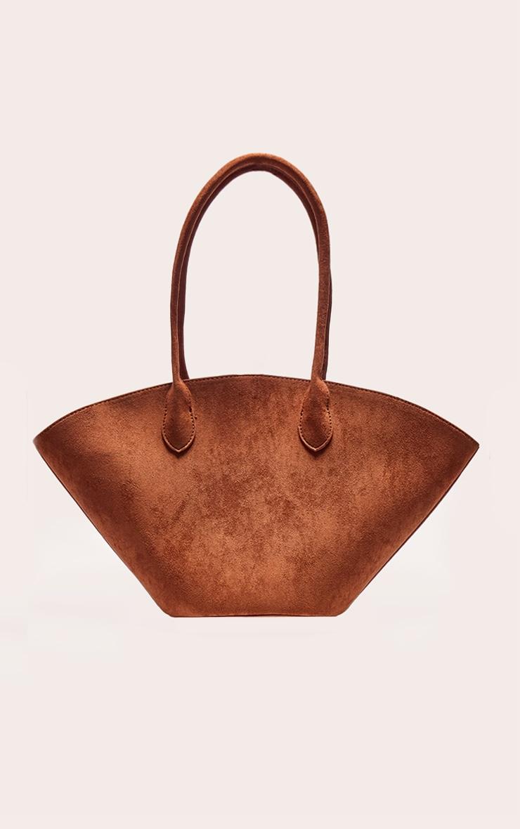 Tan Faux Suede Bucket Tote Bag Product Image