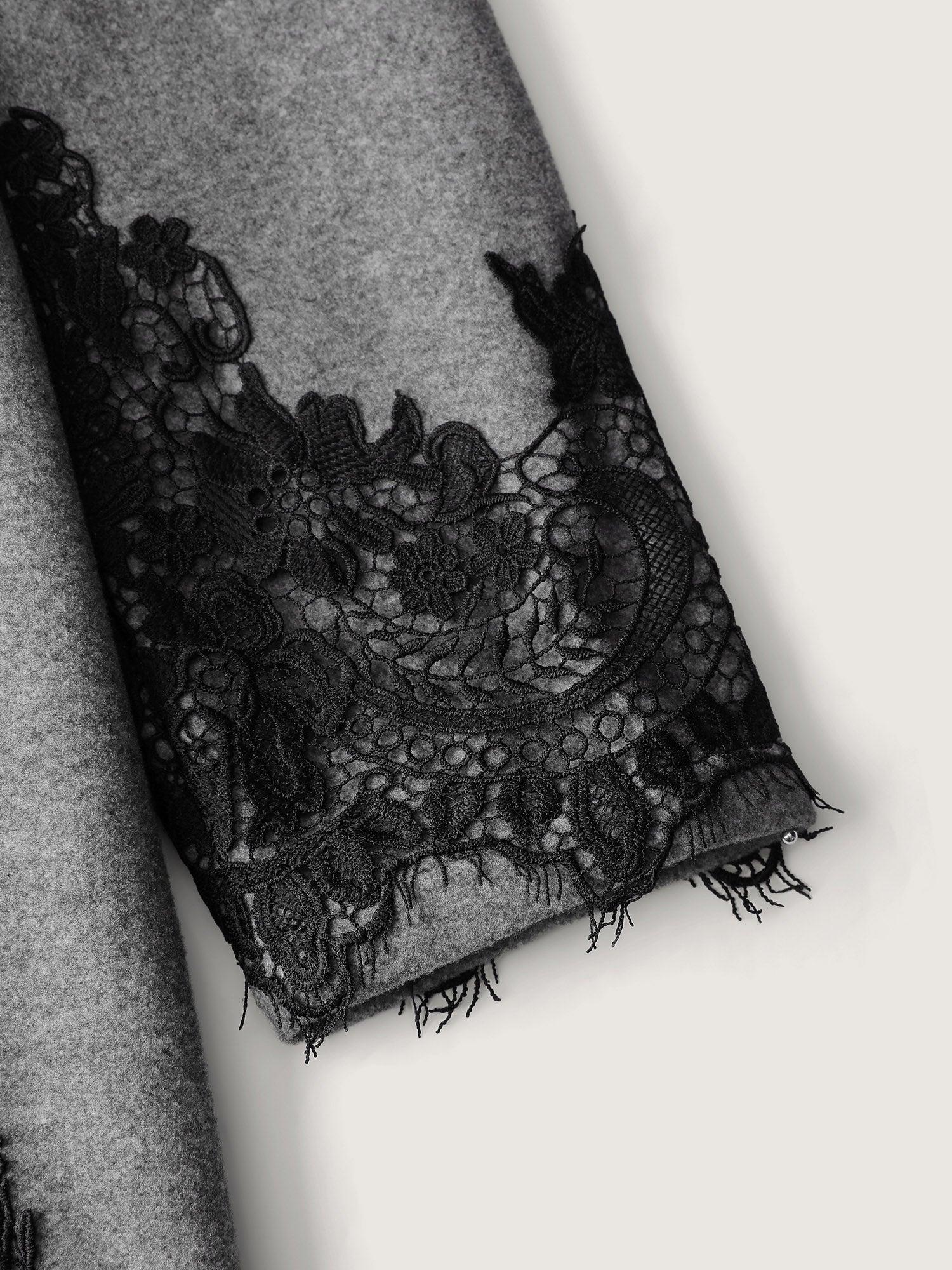 Color Contrast Belted Lace Coat Female Product Image