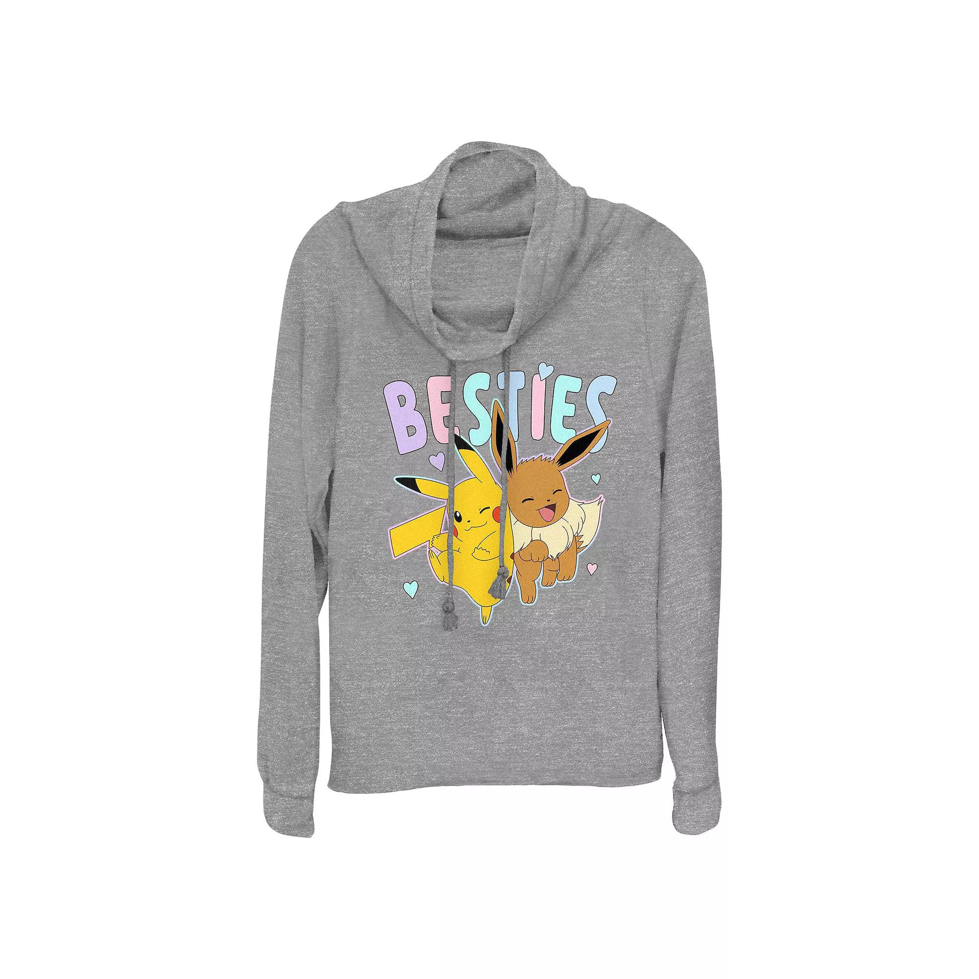 Women's Pokemon Pokemon And Eevee Besties Cowlneck Graphic Lightweight Long Sleeve,  Product Image