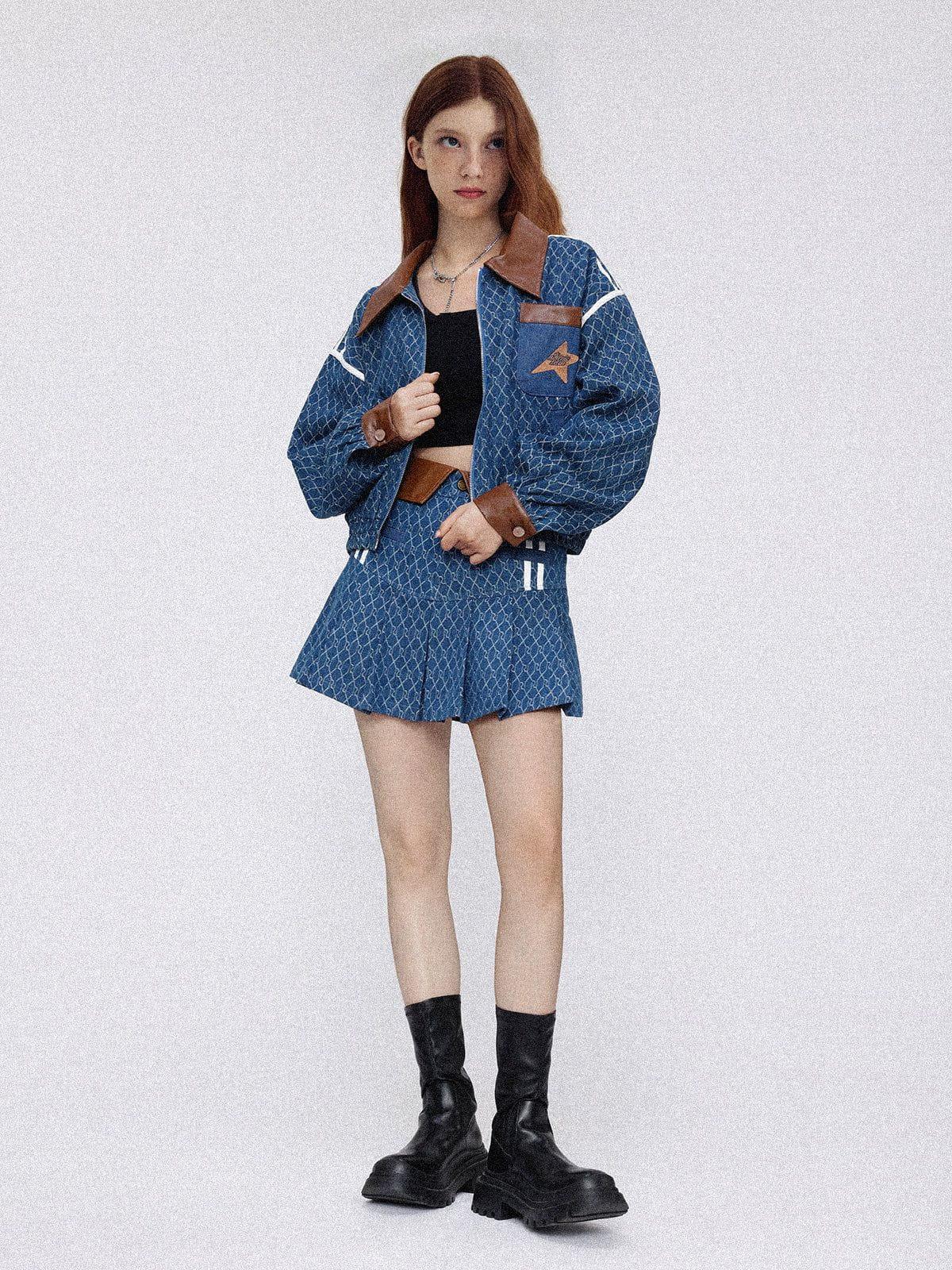 Aelfric Eden Vintage Denim Jacquard Skirt Female Product Image