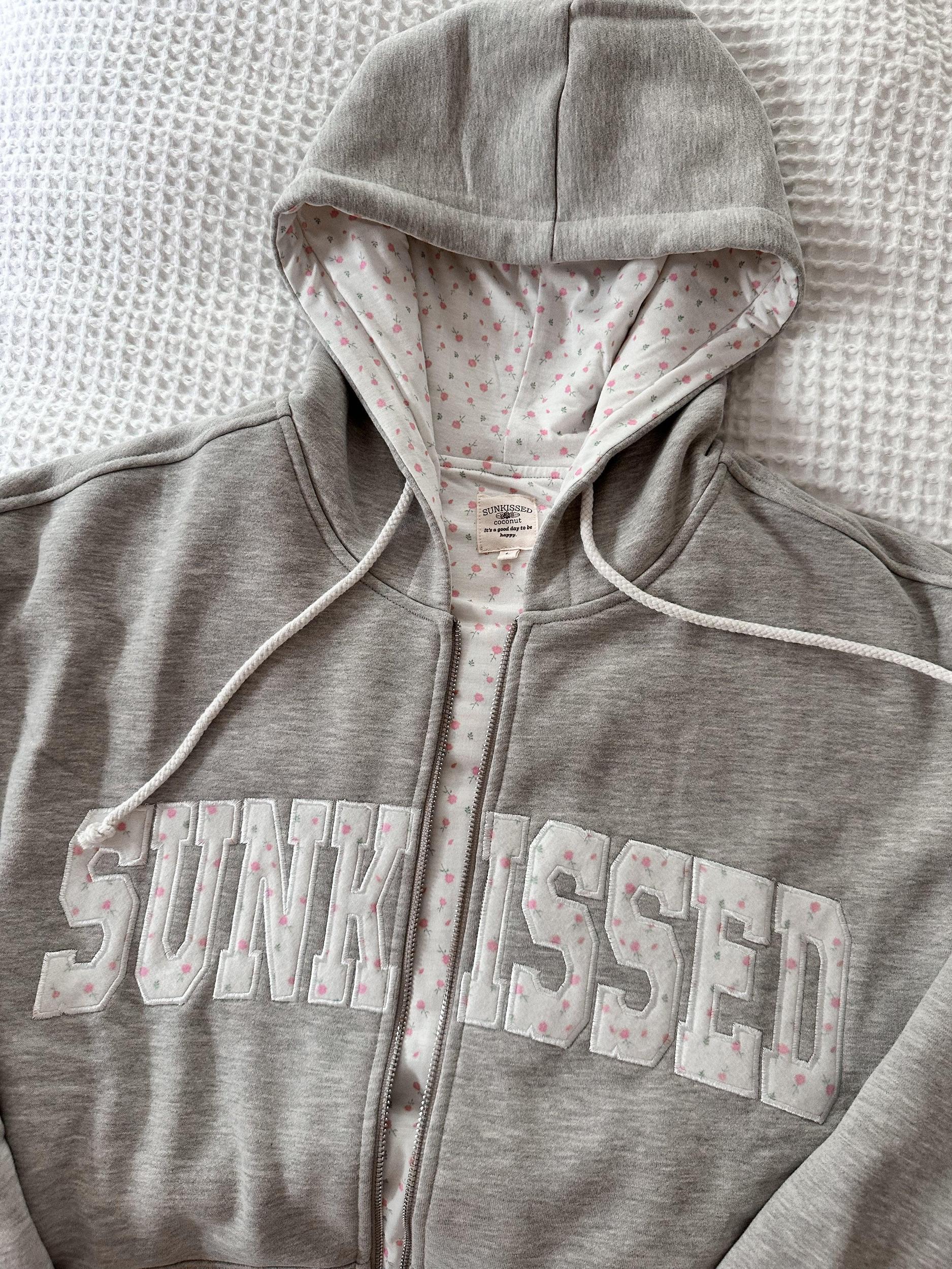 Afternoon Grey Roses Sunkissedcoconut Full Zip Hoodie Product Image