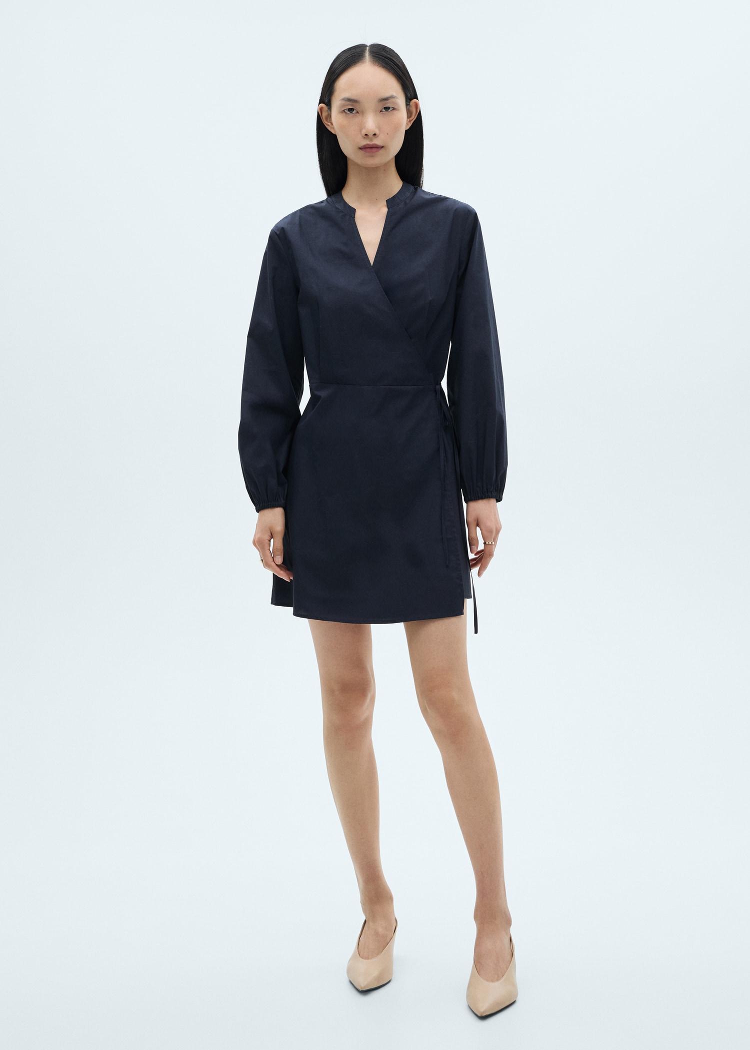 Cotton wrap dress - Women | MANGO USA Product Image