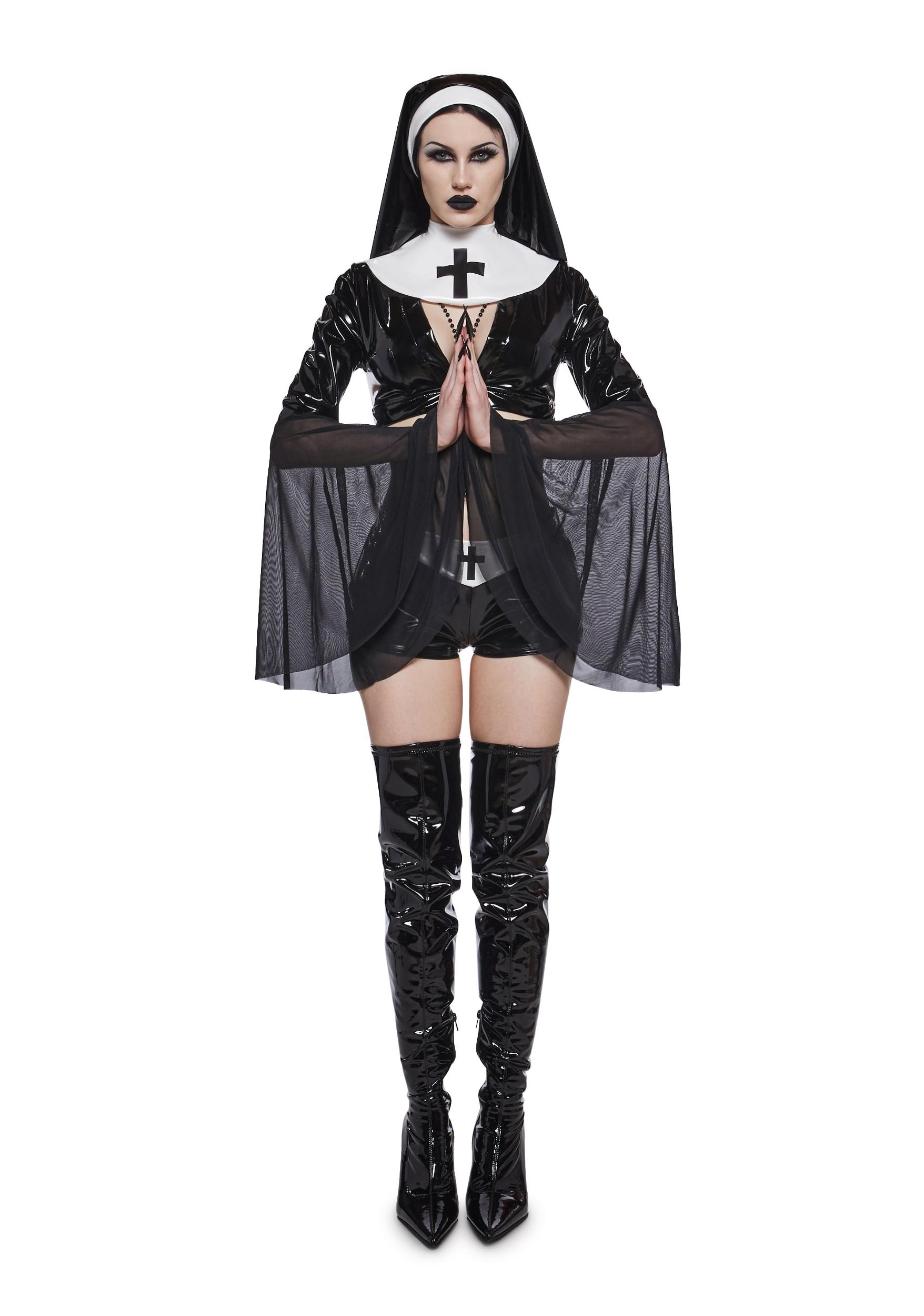 Sexy Womens Halloween Nun Costume - Black Product Image