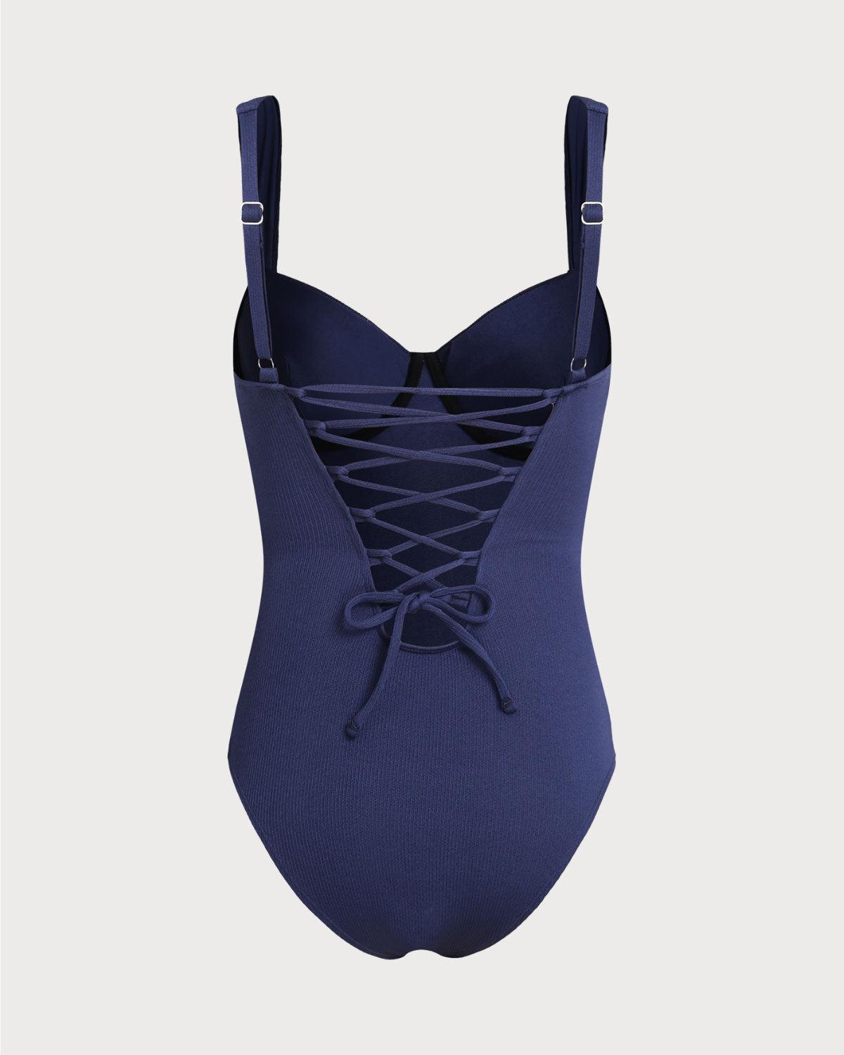 Blue Underwire One Piece Swimwear Product Image