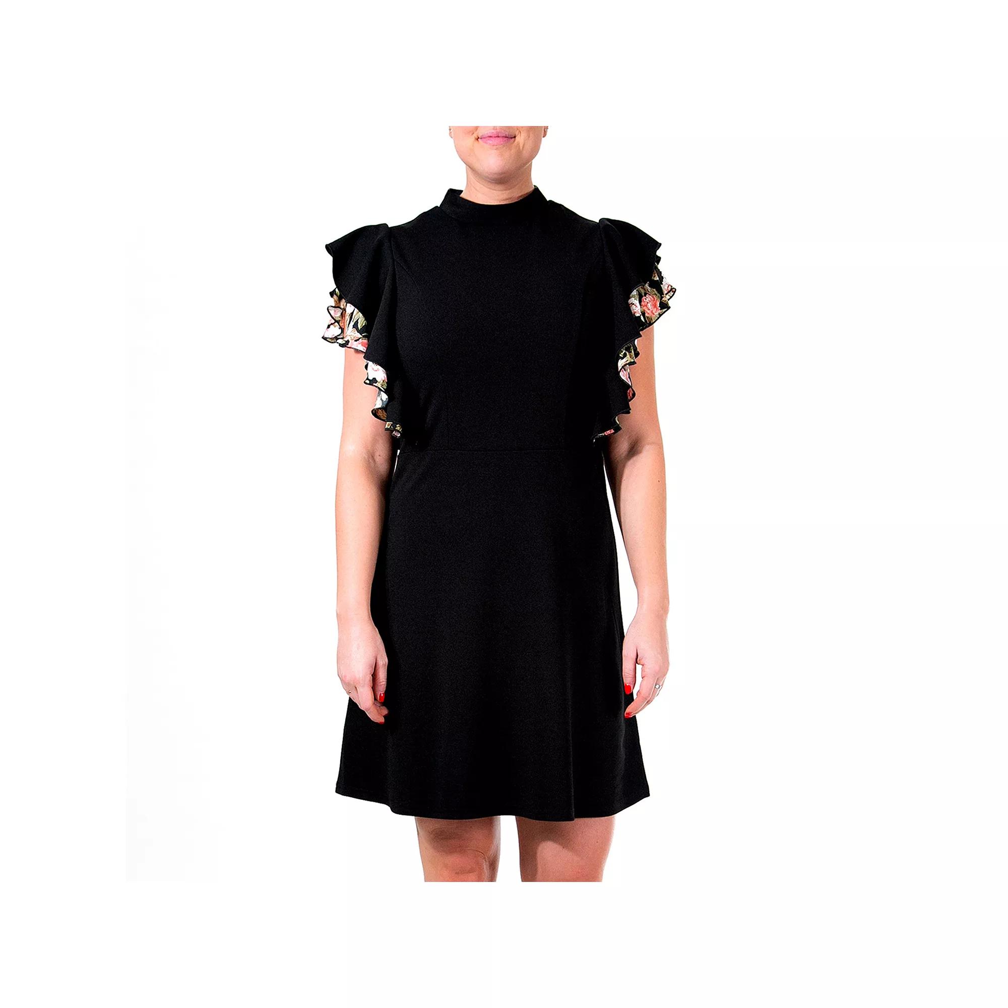 Women's Nina Leonard Crepe Flutter-Sleeve Dress,  Product Image