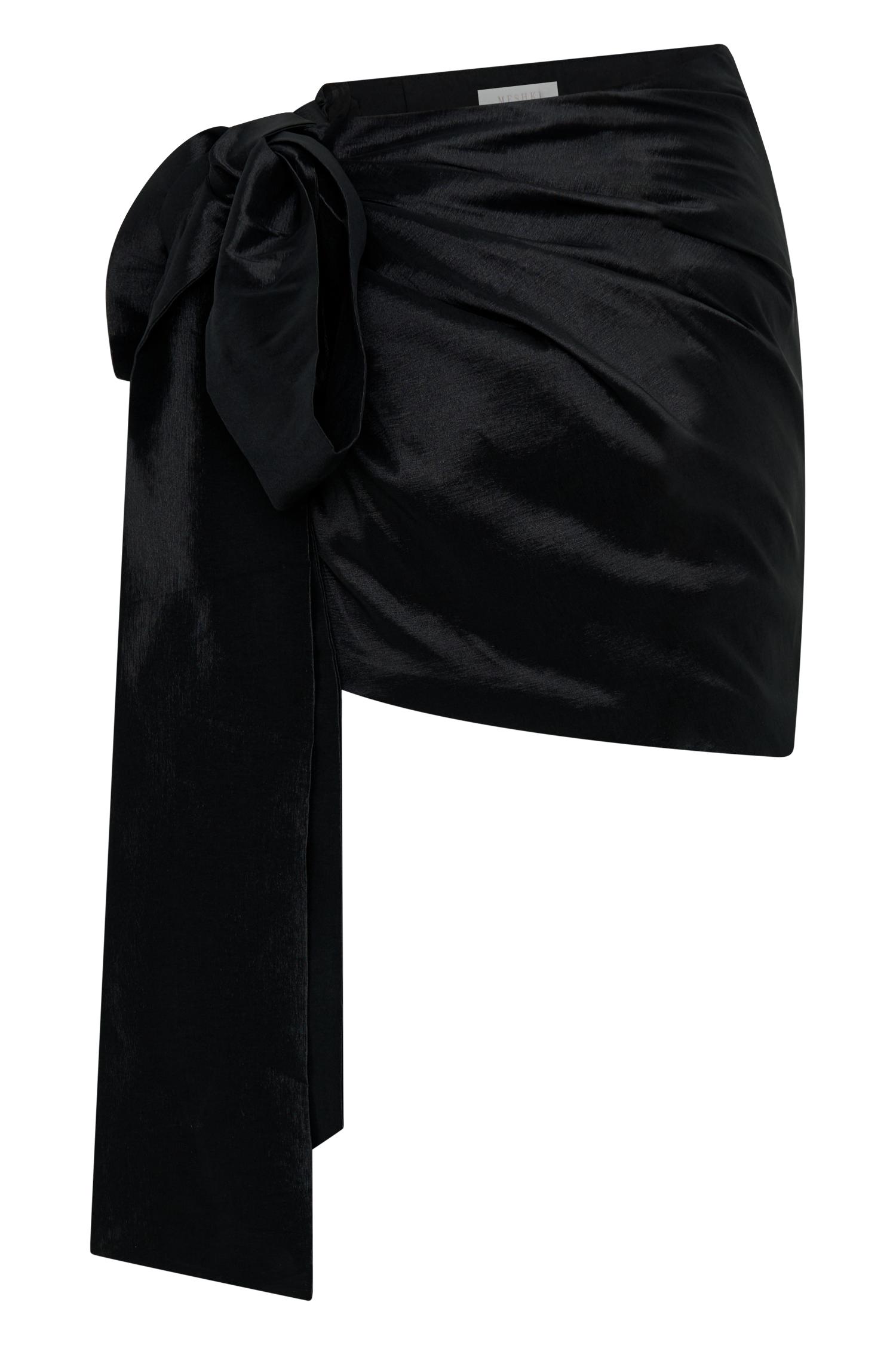 Becca Taffeta Mini Skirt With Tie - Black Product Image