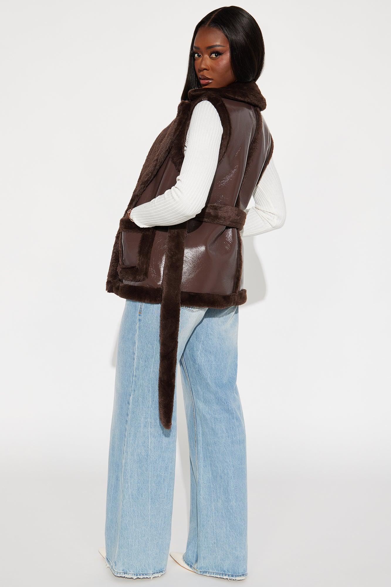 Rule Breaker Shearling Vest - Chocolate Female Product Image
