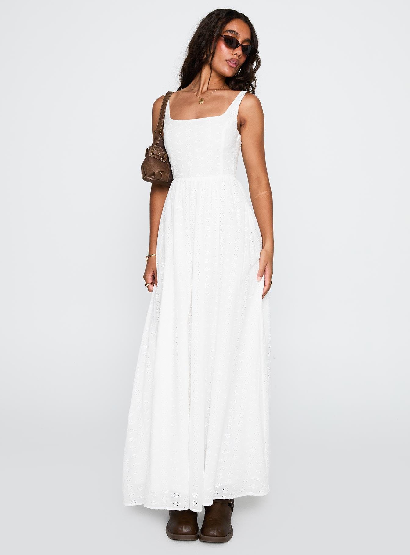 Cartmel Broderie Maxi Dress White Product Image