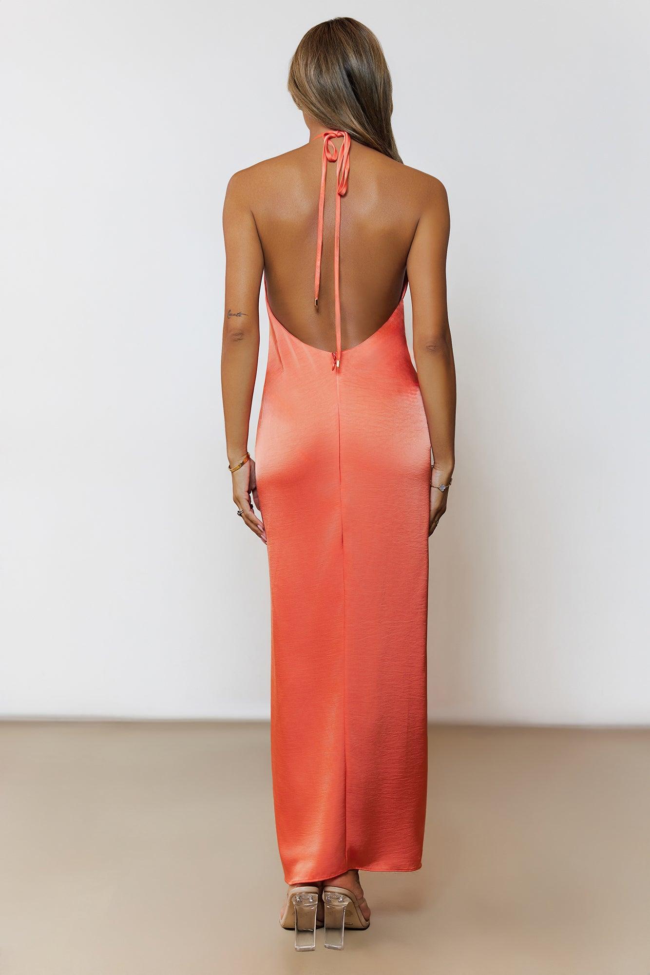 Through My Soul Halter Maxi Dress Orange Product Image