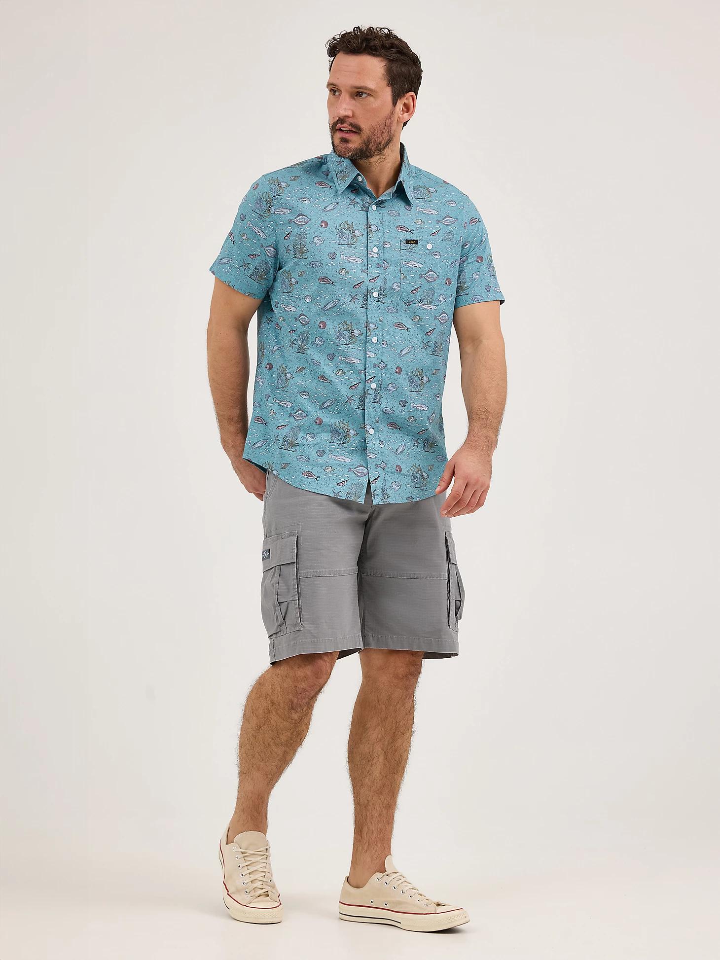 Men's Short Sleeve Print Button Down Shirt | Men's Tops & Tees | Lee® Product Image